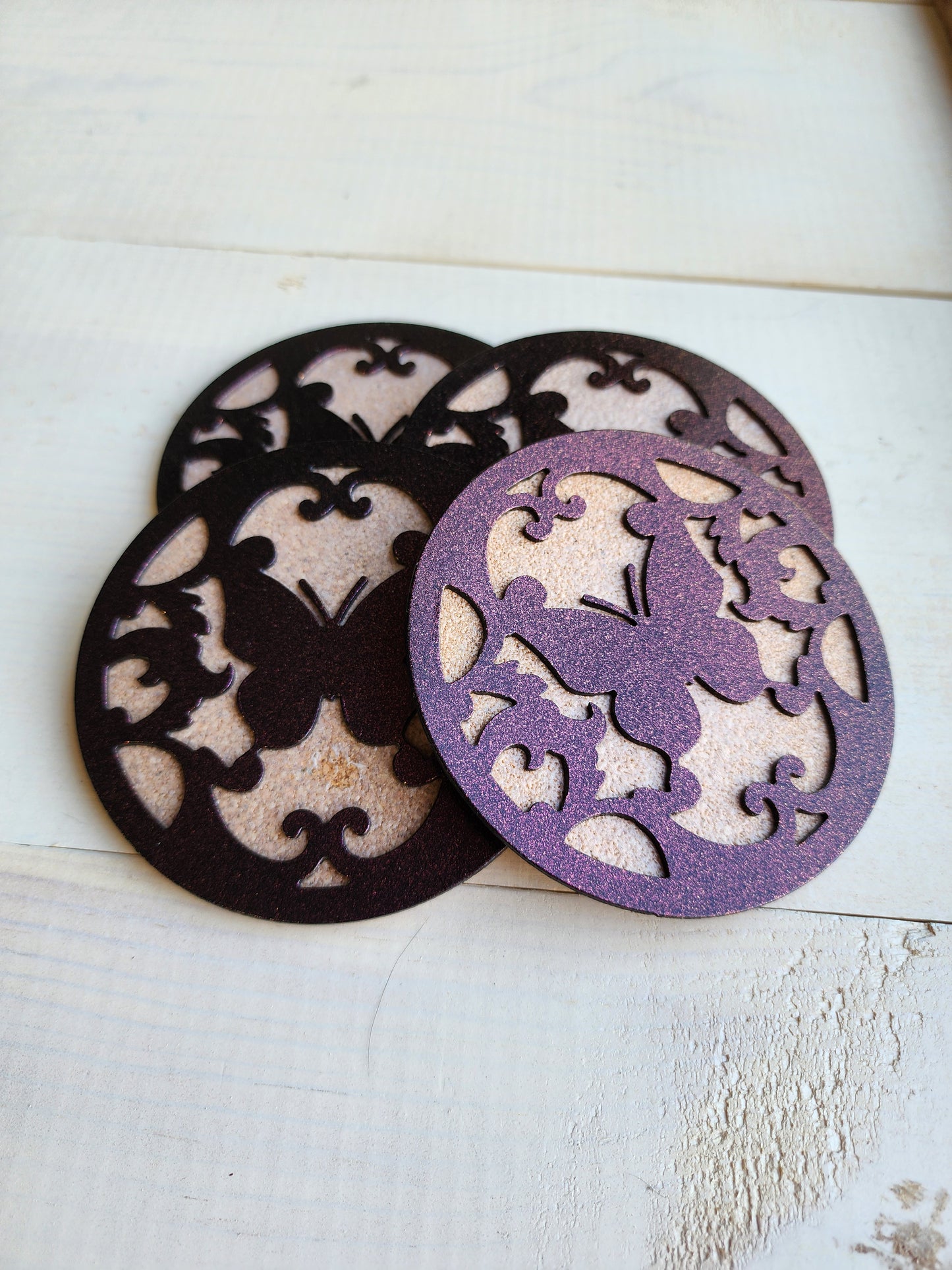 Butterfly Coasters Metal – Set of 4 Elegant Drink Coasters for Home or Patio Décor