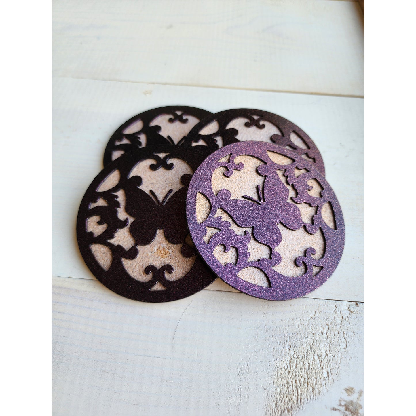 Butterfly Coasters Metal – Set of 4 Elegant Drink Coasters for Home or Patio Décor