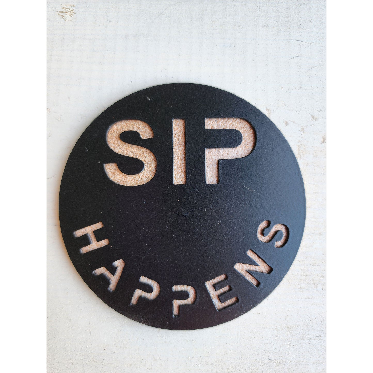 Sip Happens -Set of 4 for Home Bar & Parties– Funny Metal Coasters