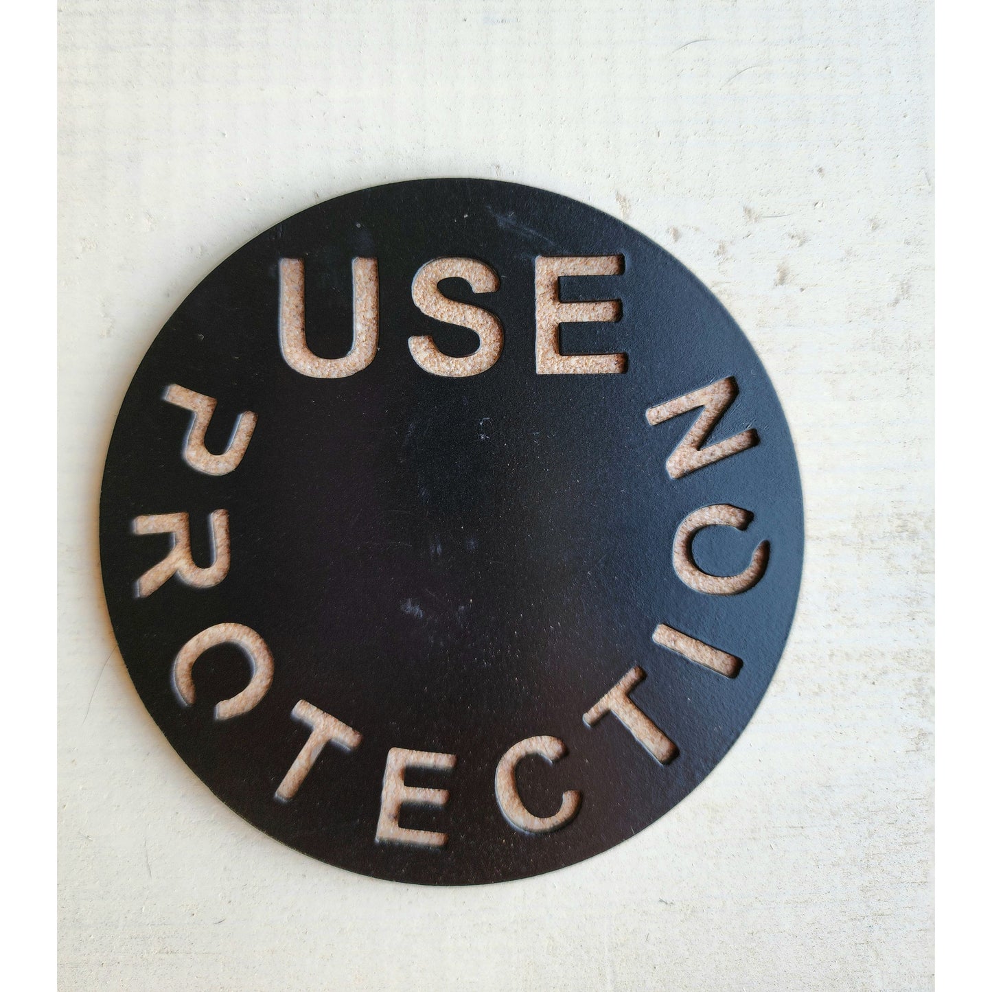 Use Protection Metal Drink Coasters – Funny Set for Home & Bar- Set of 4