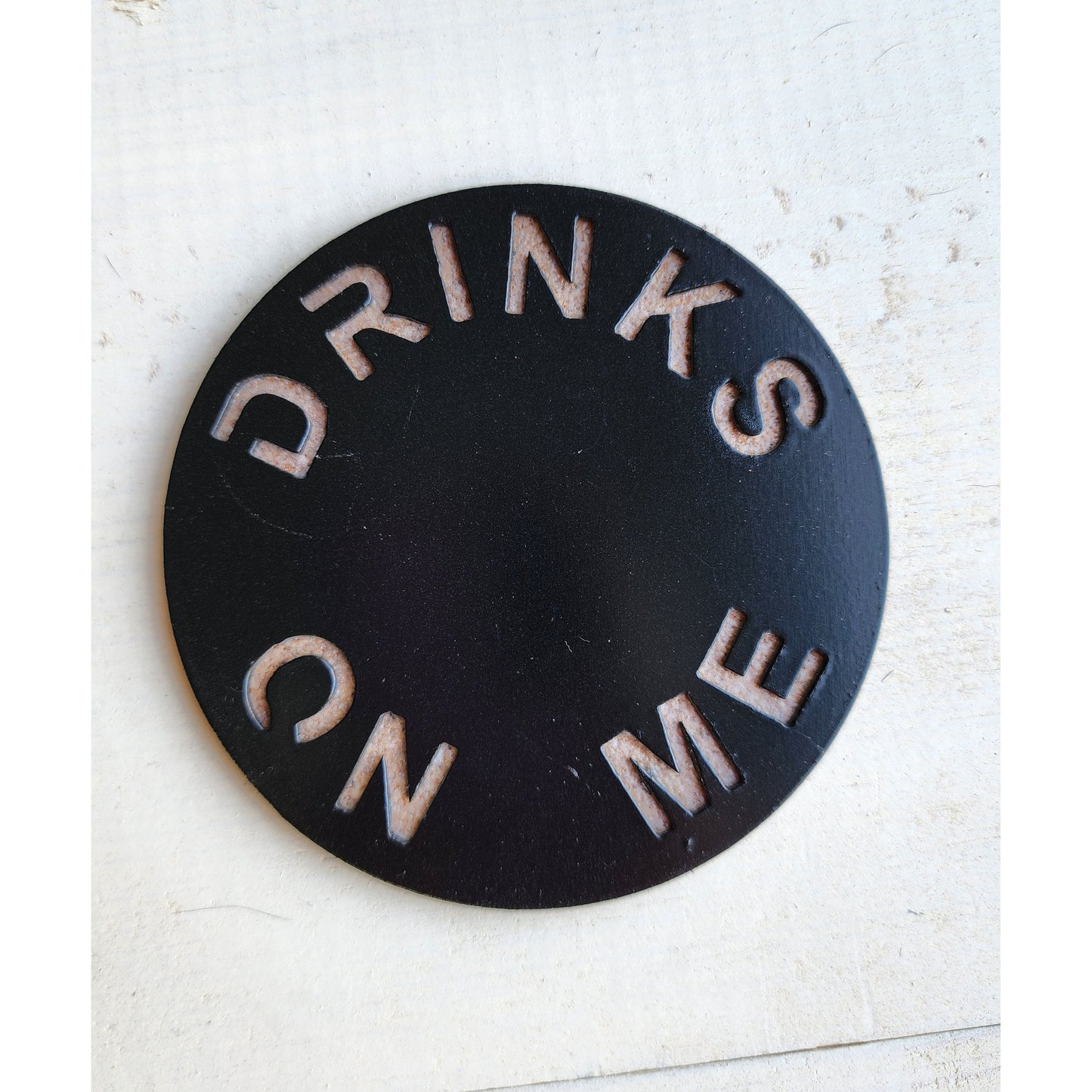 Drinks On Me Metal Coasters – Set of 4 | Fun Drink Coasters in Multiple Colors