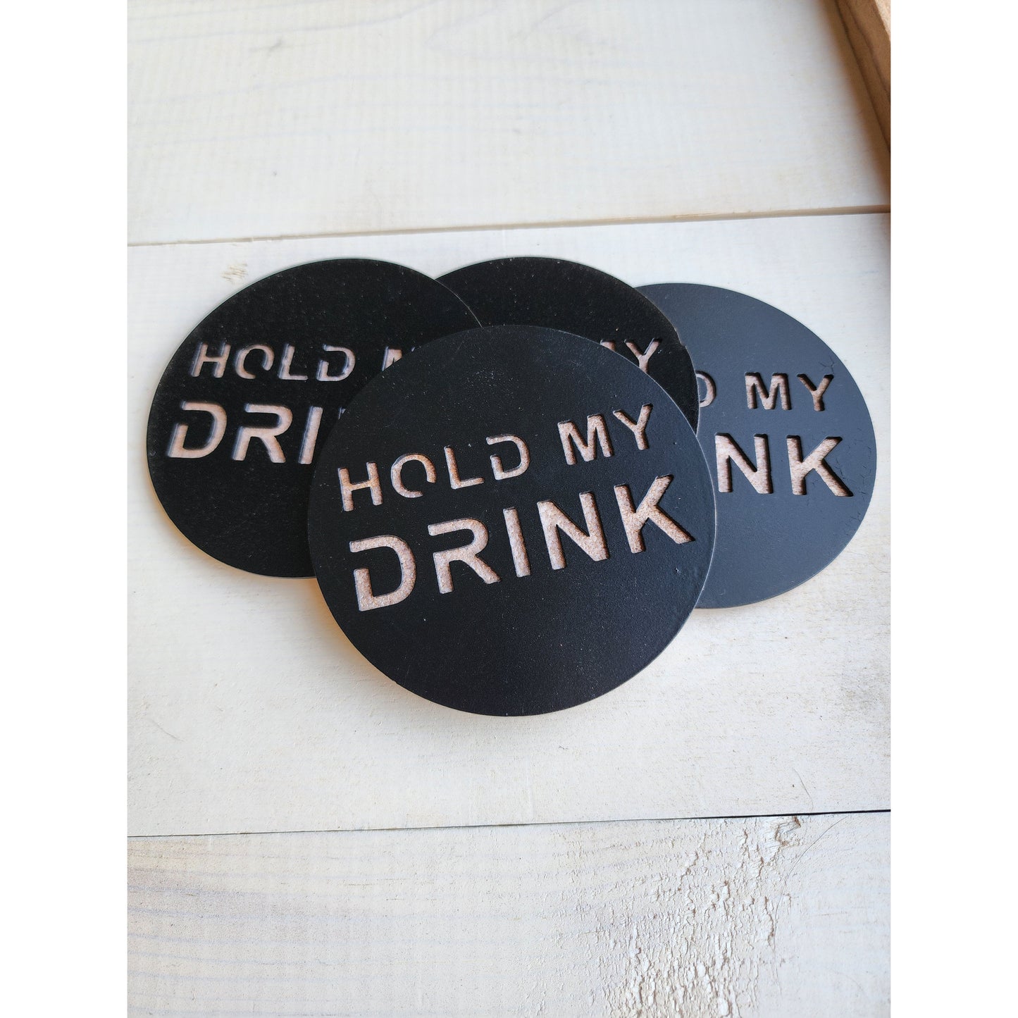 Hold My Drink -Set of 4 for Home Bar & Parties– Funny Metal Coasters