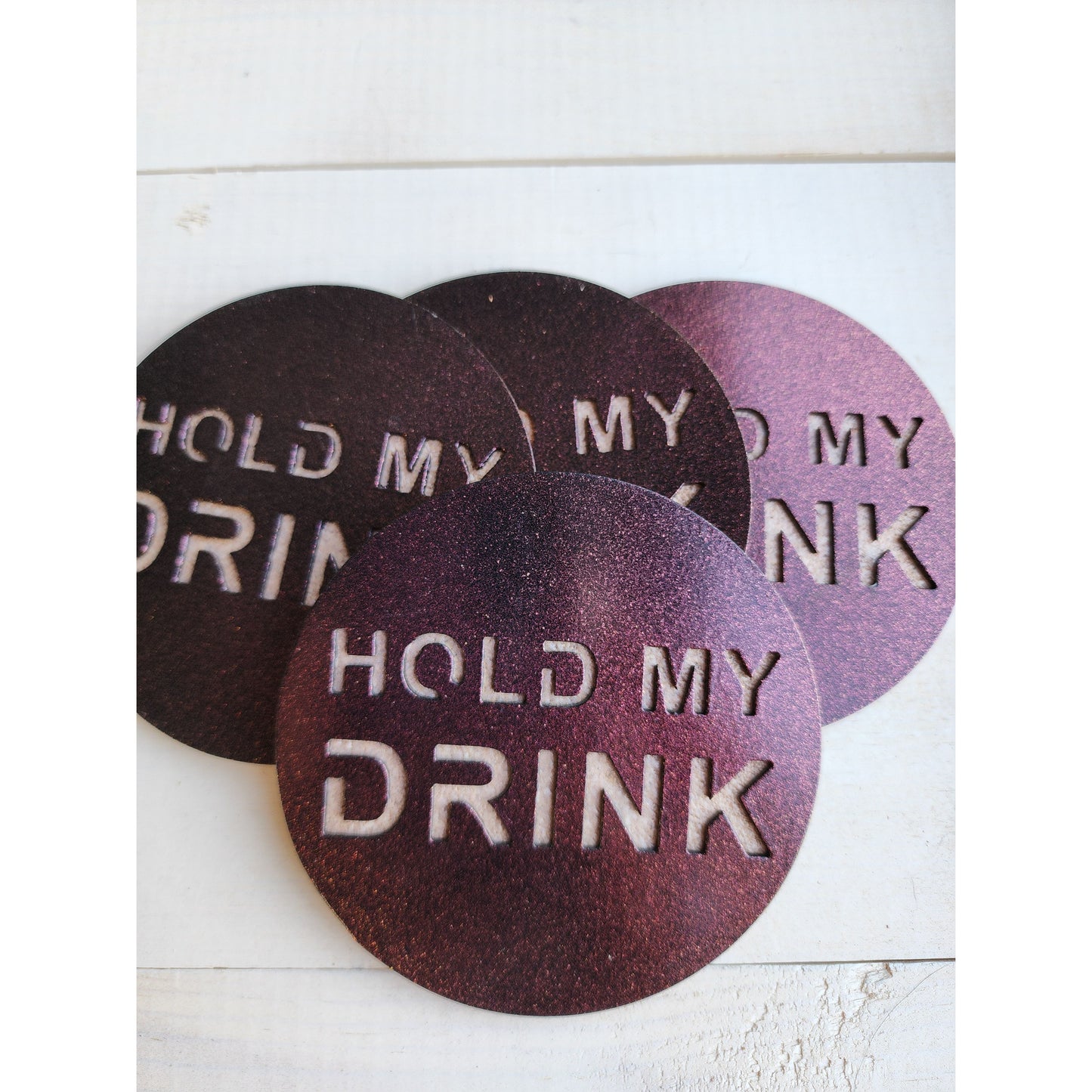 Hold My Drink -Set of 4 for Home Bar & Parties– Funny Metal Coasters