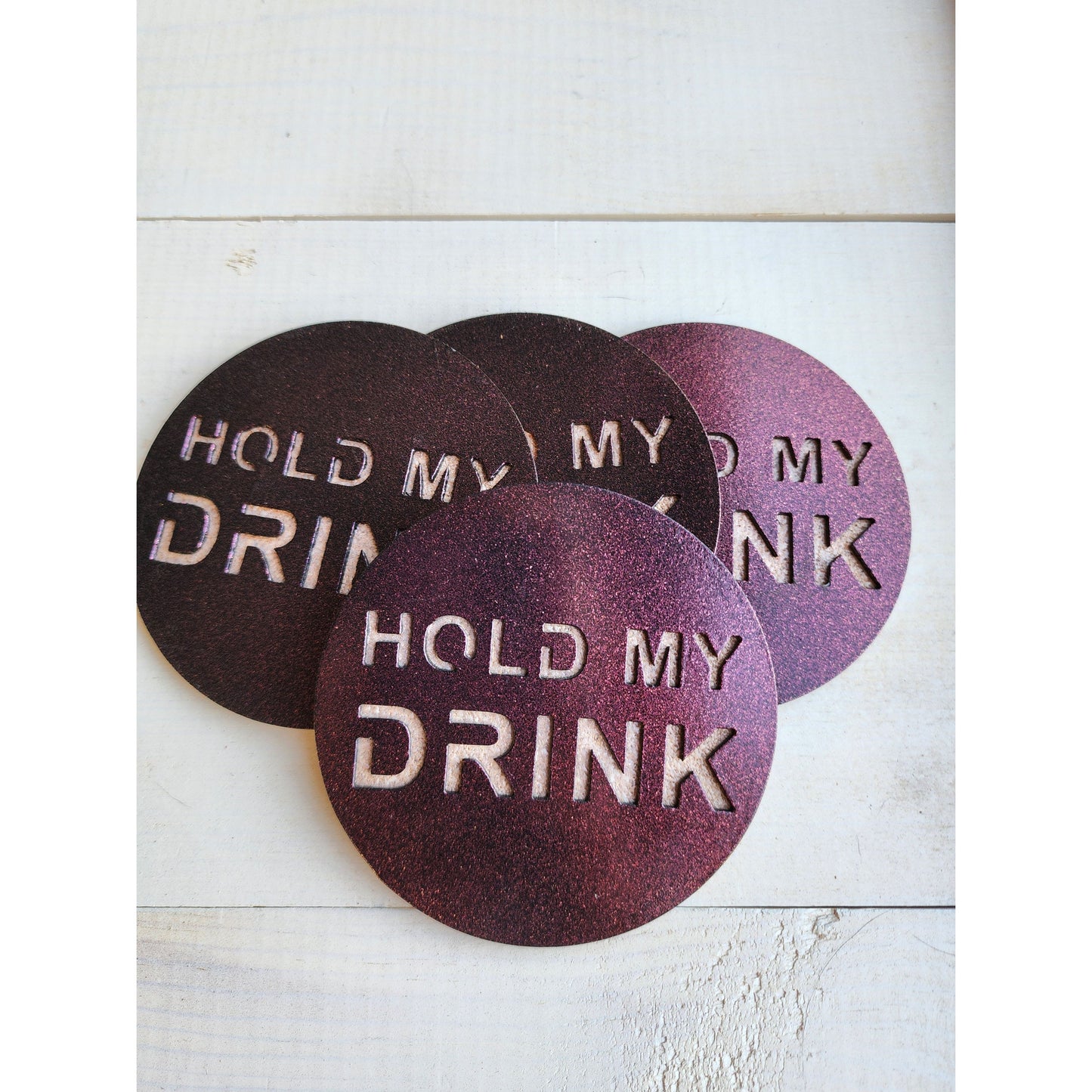 Hold My Drink -Set of 4 for Home Bar & Parties– Funny Metal Coasters