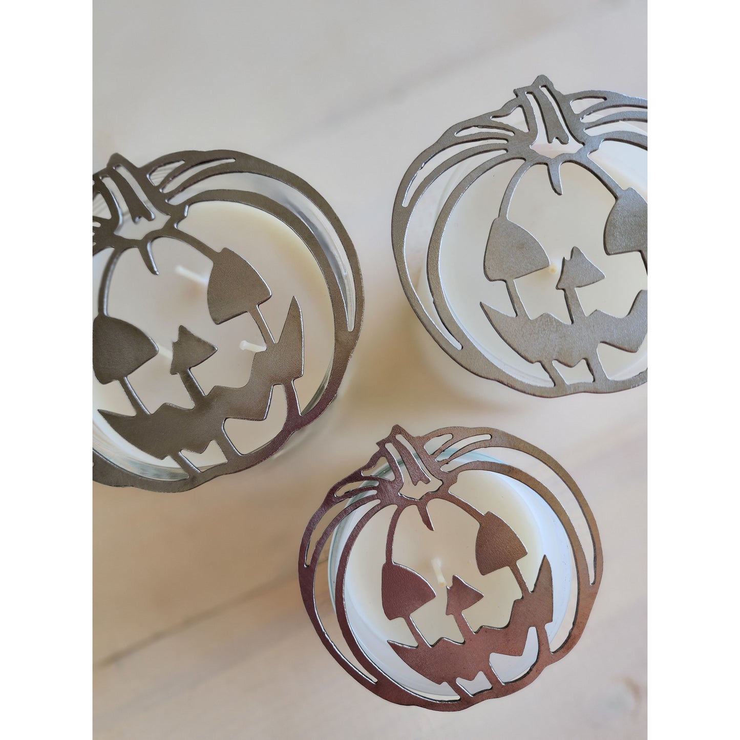 Jack-o'-Lantern Pumpkin Metal Candle Topper: Spooky Halloween Jar Candle Lid, Fall Decor