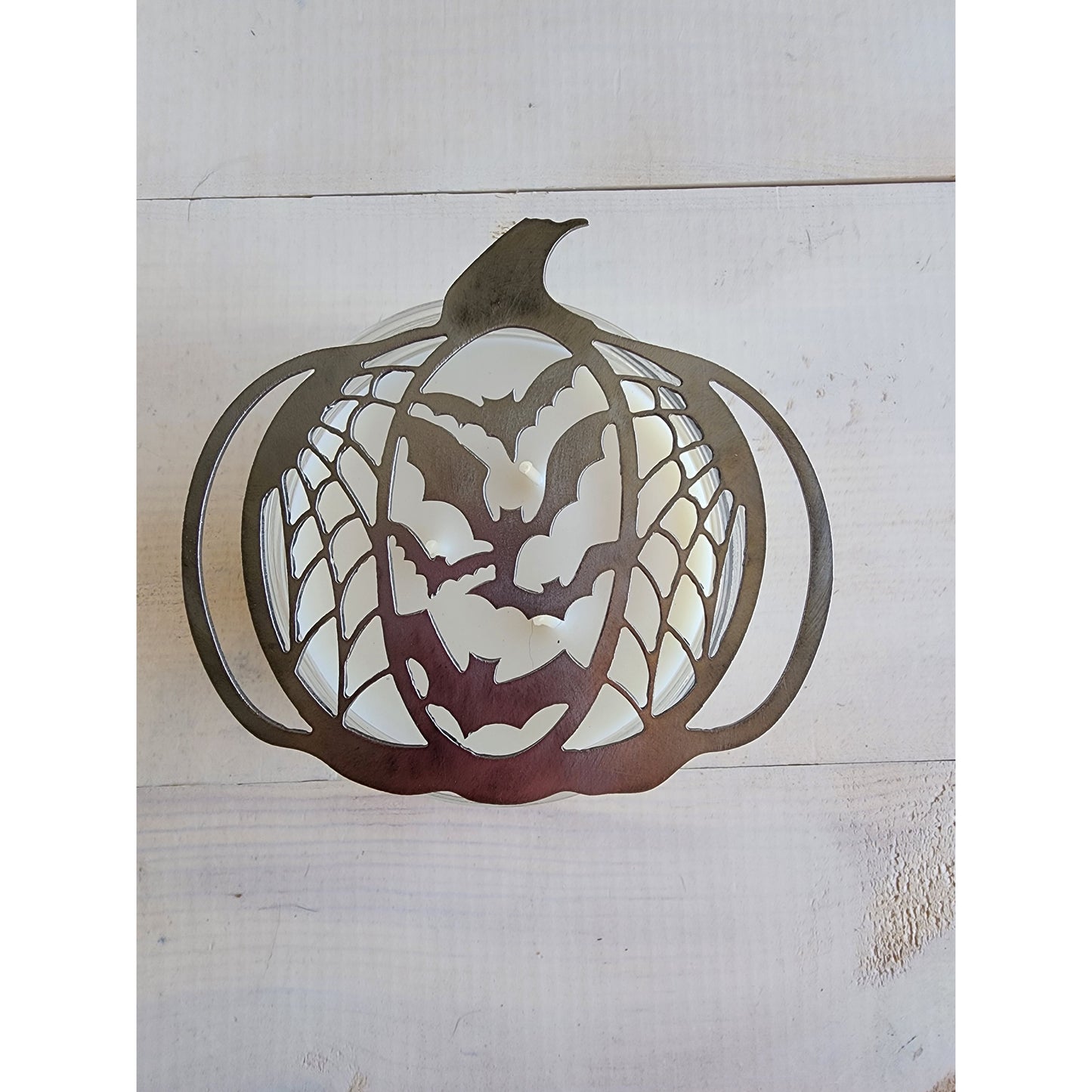 Spooky Pumpkin & Bats Candle Topper: Gothic Halloween Jar Candle Lid