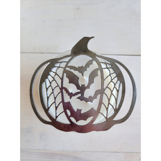 Spooky Pumpkin & Bats Candle Topper: Gothic Halloween Jar Candle Lid