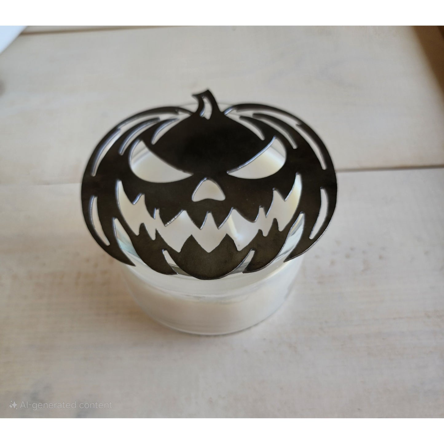 Haunted Pumpkin Metal Candle Topper- Halloween decor