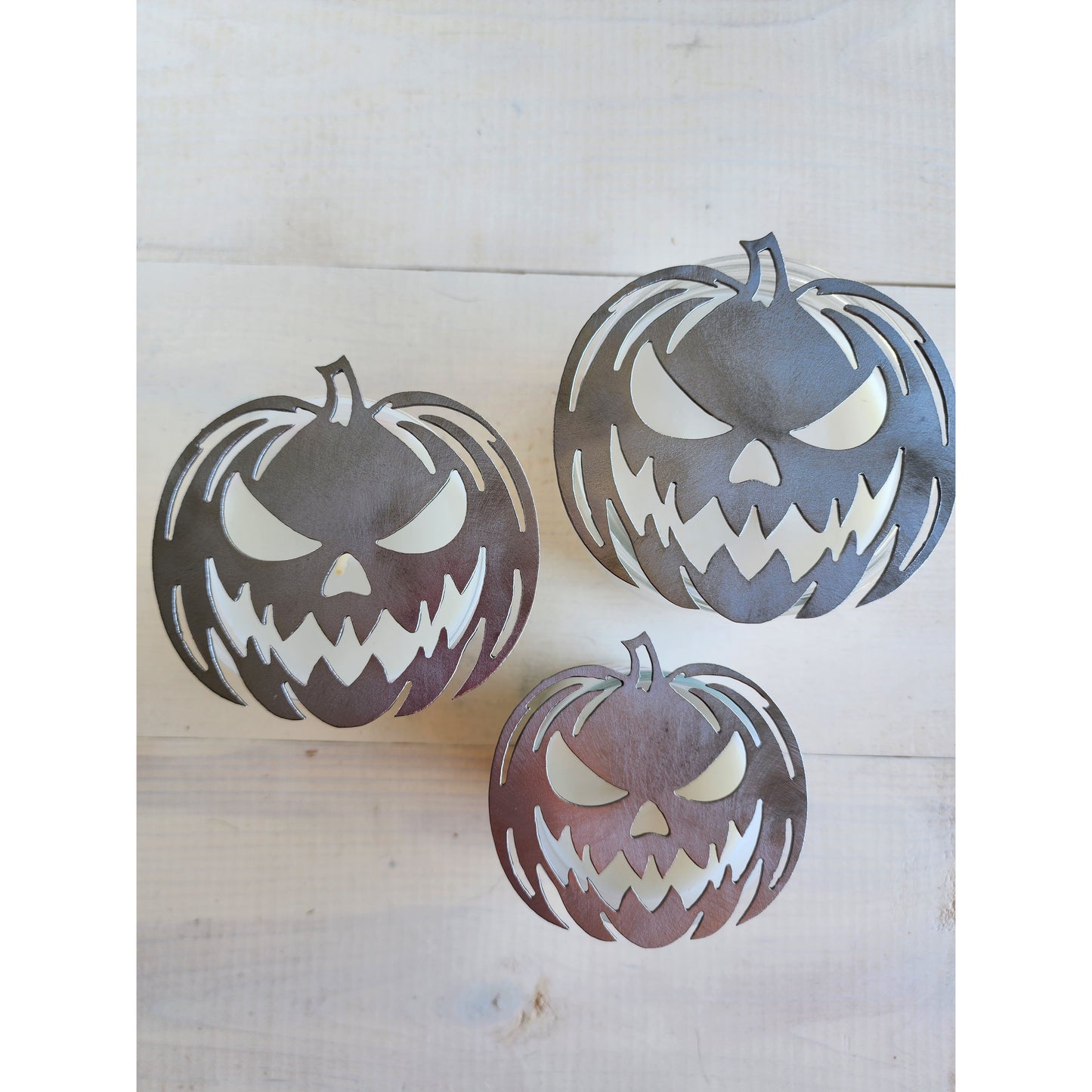 Haunted Pumpkin Metal Candle Topper- Halloween decor