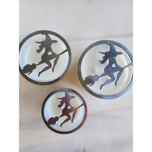Flying Witch Metal Candle Topper – Halloween Decor