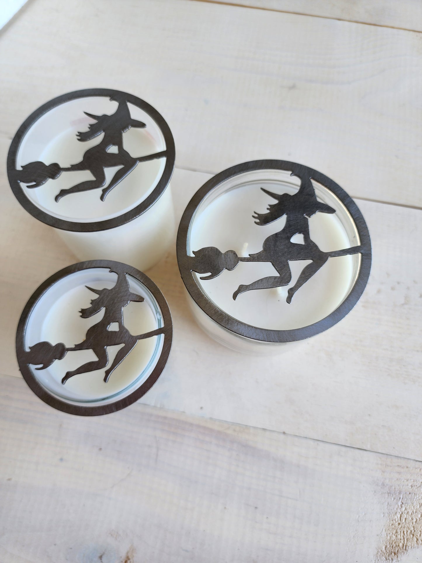 Flying Witch Candle Metal Candle Topper – Halloween Decor