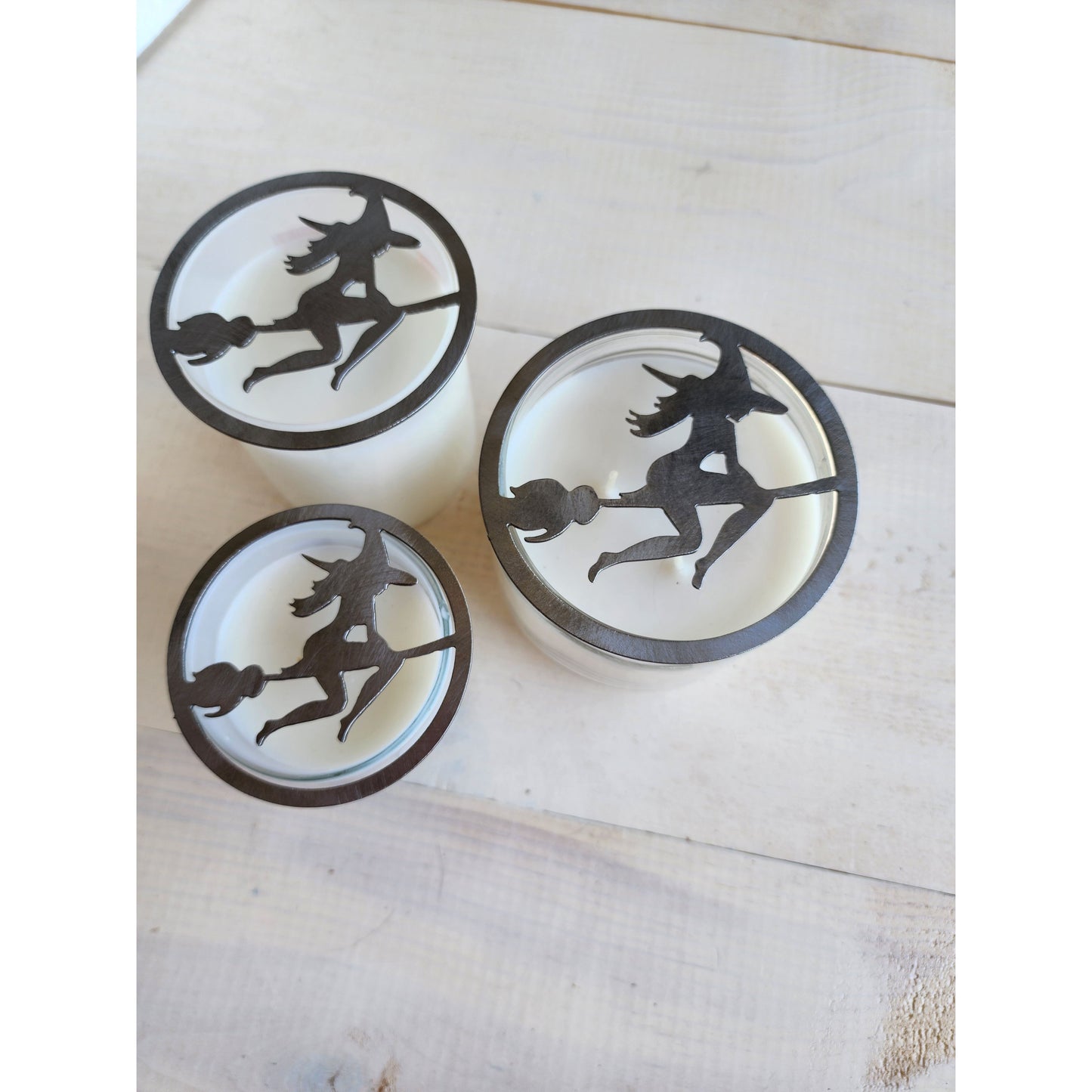 Flying Witch Metal Candle Topper – Halloween Decor