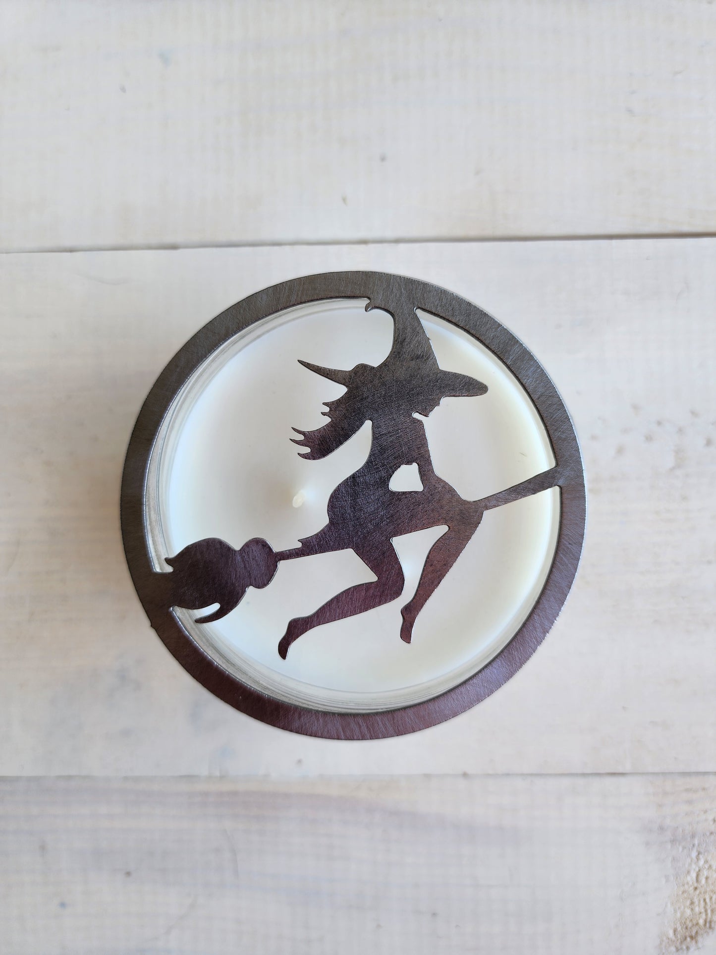 Flying Witch Candle Metal Candle Topper – Halloween Decor