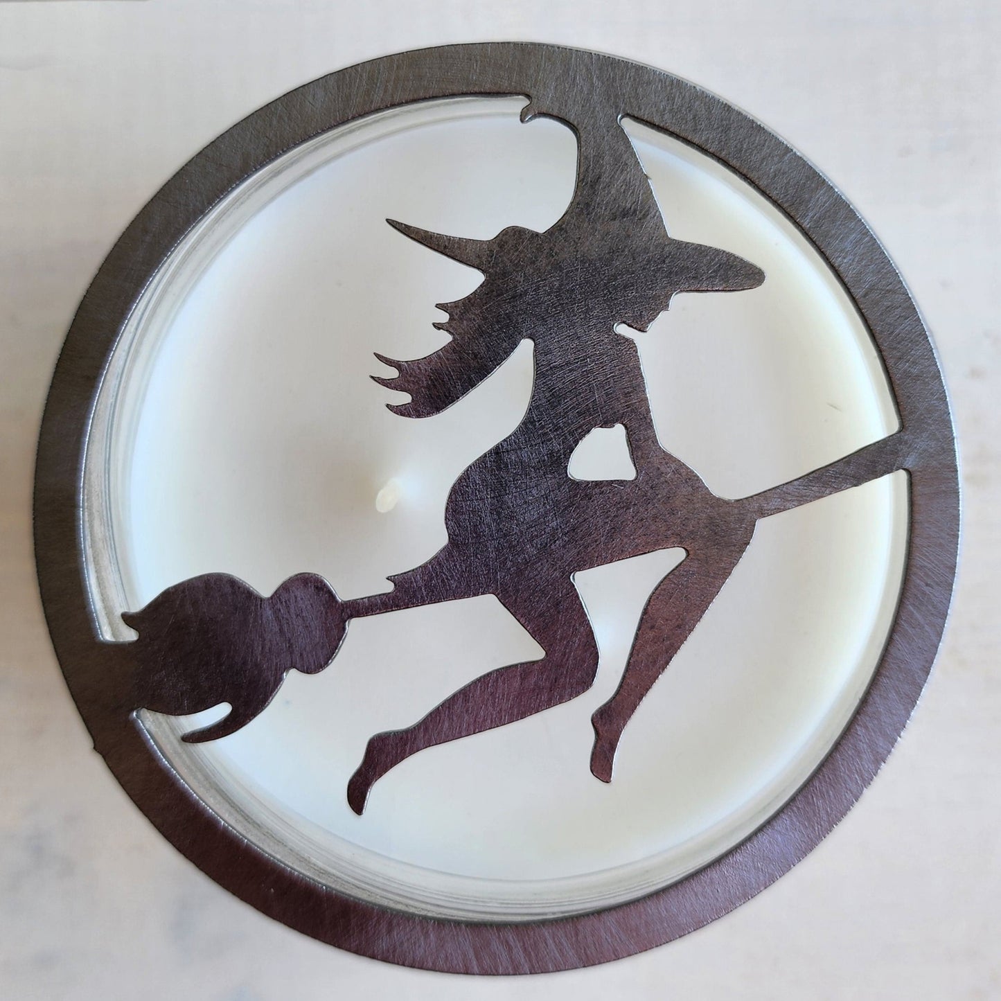Flying Witch Metal Candle Topper – Halloween Decor