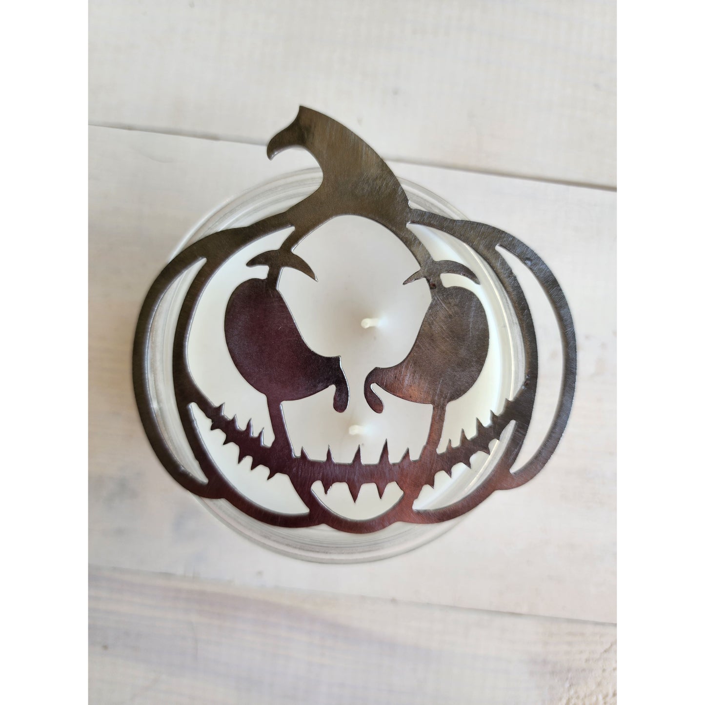 Jack the Menace Pumpkin Metal Candle Topper- Halloween decor
