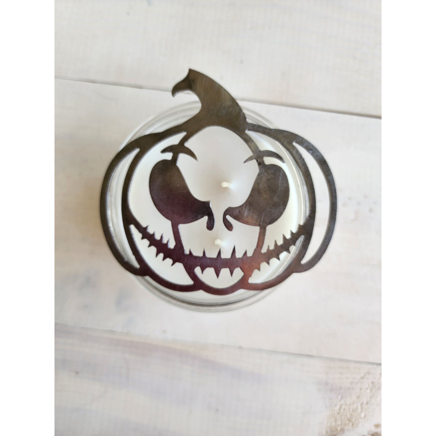 Jack the Menace Pumpkin Metal Candle Topper- Halloween decor