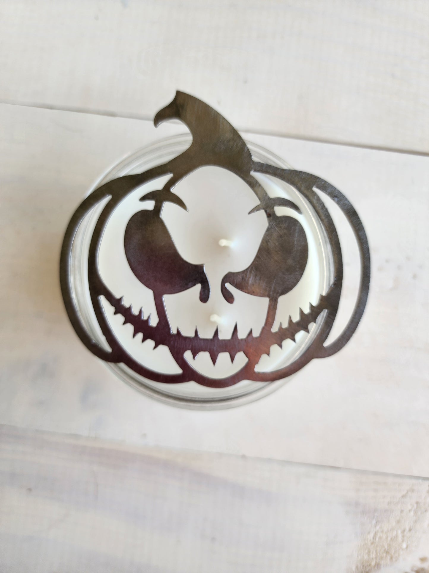 Jack the Menace Pumpkin Metal Candle Topper- Halloween decor