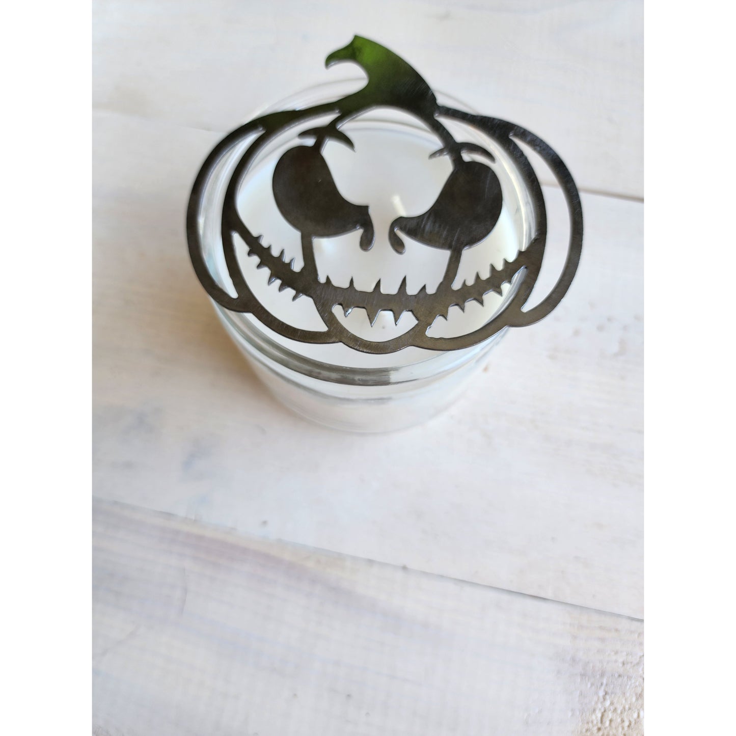 Jack the Menace Pumpkin Metal Candle Topper- Halloween decor