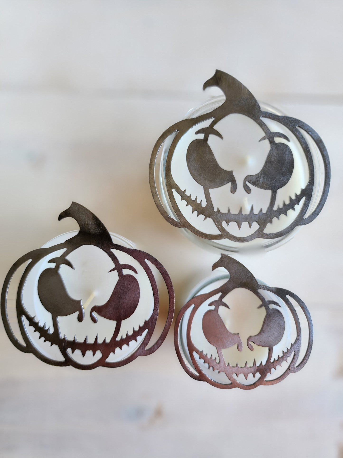 Jack the Menace Pumpkin Metal Candle Topper- Halloween decor
