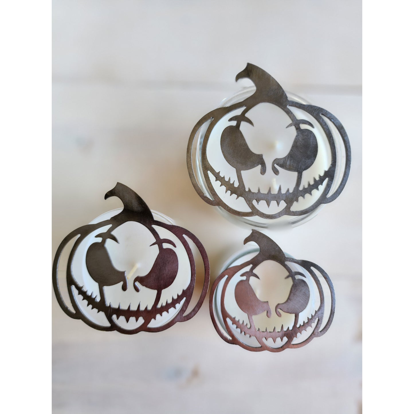 Jack the Menace Pumpkin Metal Candle Topper- Halloween decor