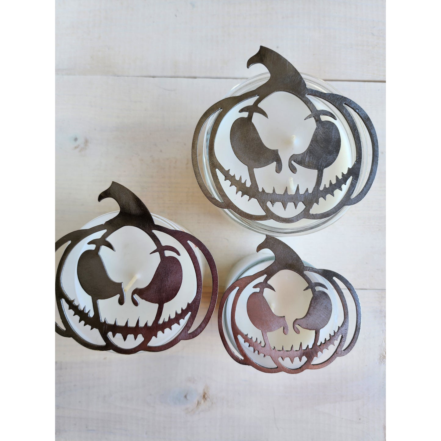 Jack the Menace Pumpkin Metal Candle Topper- Halloween decor