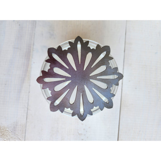 Classic Snowflake Metal Candle Topper for Jar Candles – Festive Winter Candle Accessory