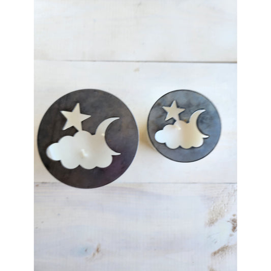 Celestial Metal Candle Topper – Moon & Stars Jar Candle Lid