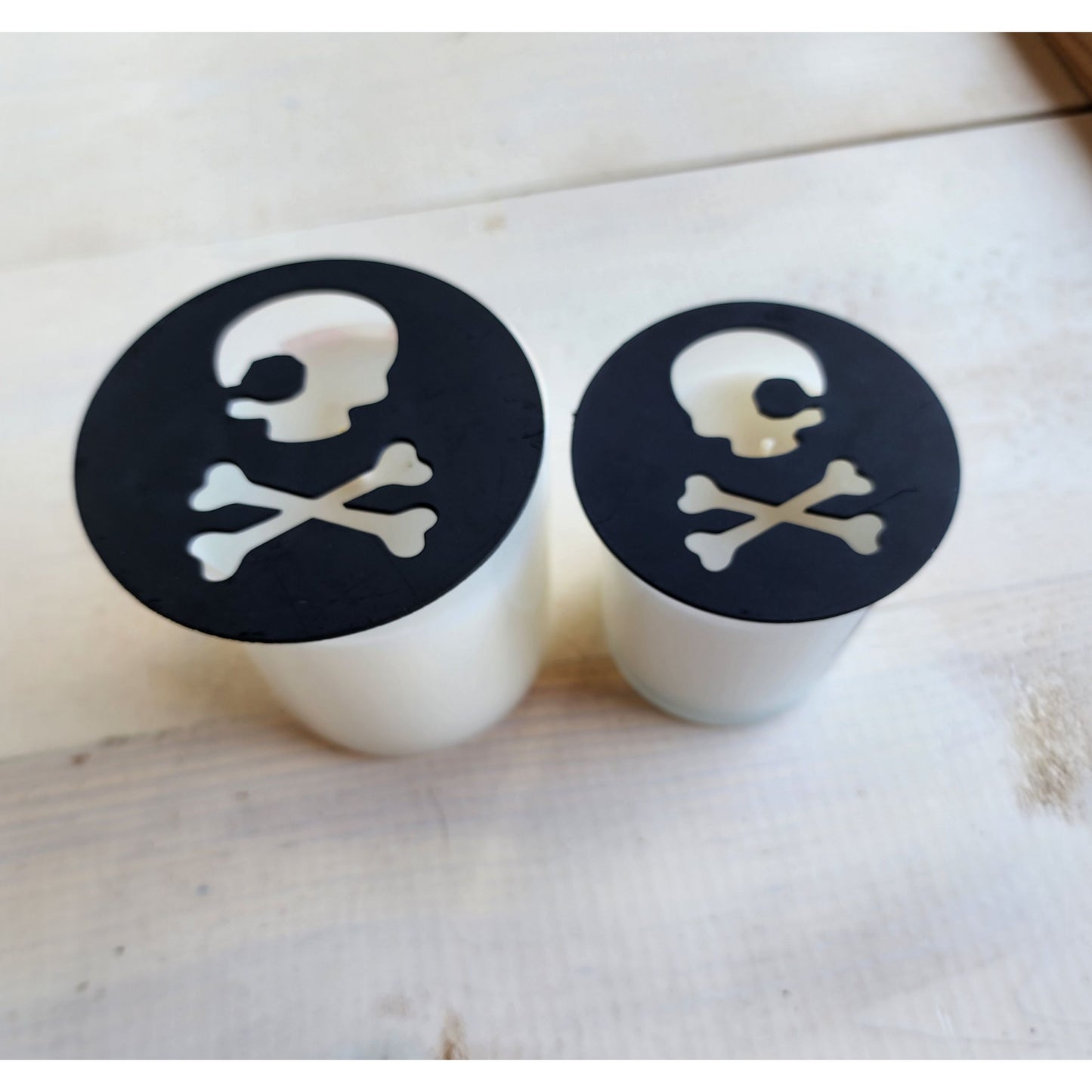 Skull and Crossbones Metal Candle Topper – Gothic Jar Candle Lid