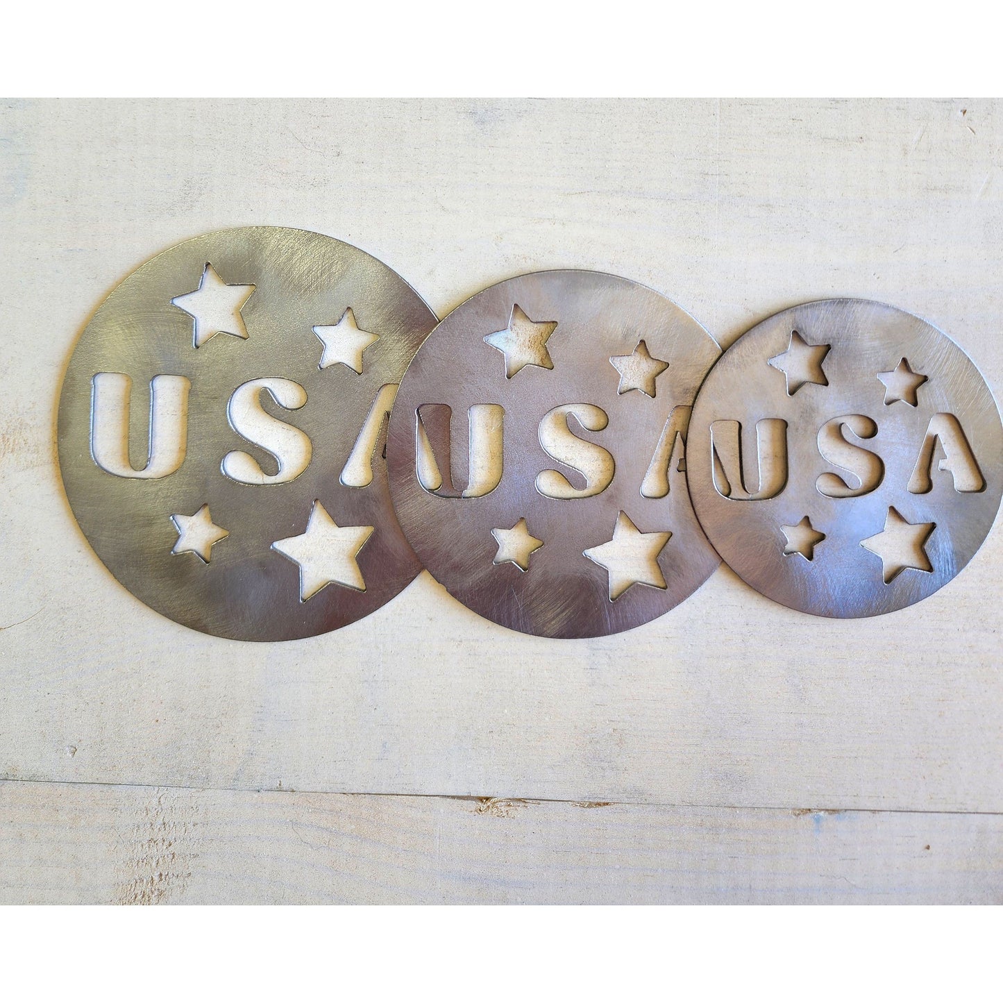 USA Metal Candle Topper with Stars – Patriotic Jar Candle Lid