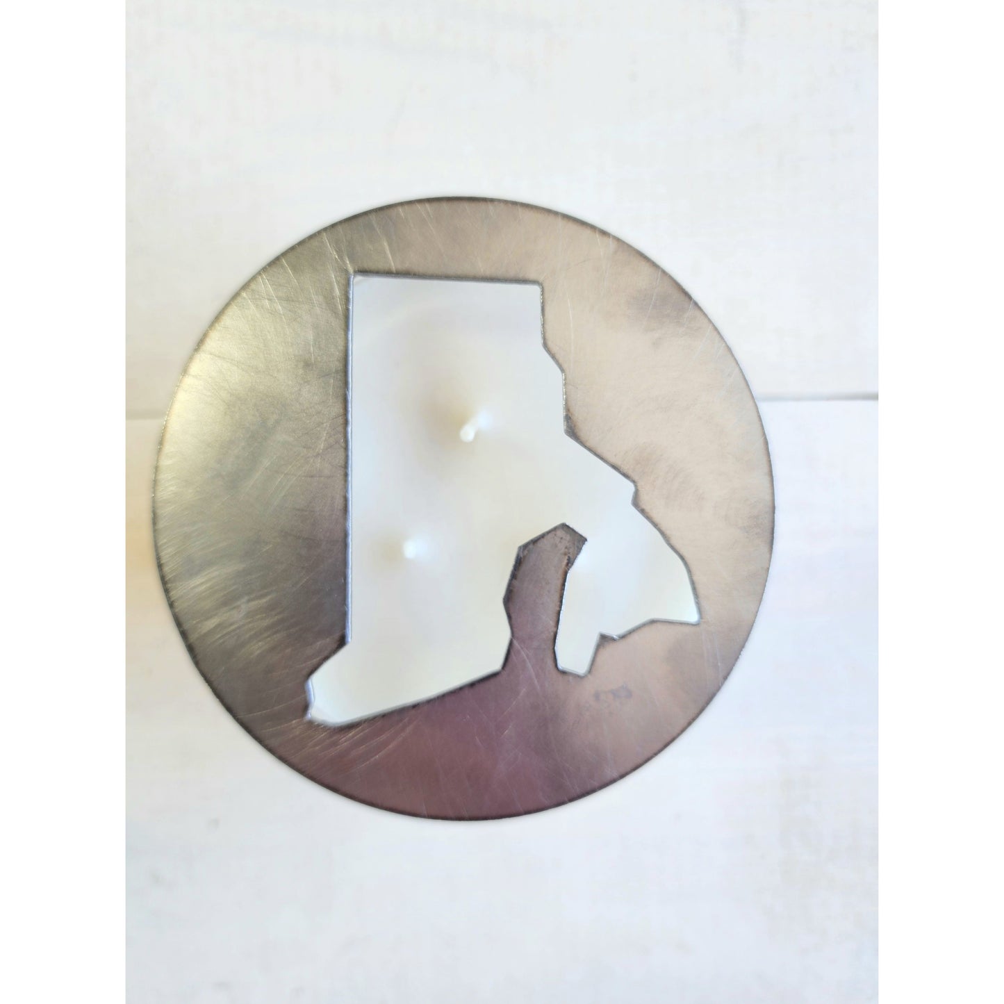 State-Shaped Metal Candle Topper – Decorative Jar Candle Lid