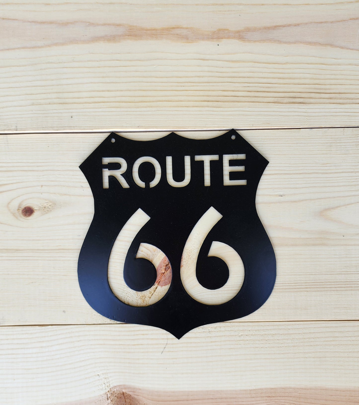 Route 66 Metal Sign 8" – Vintage Highway Wall Decor for Garage, Bar, or Man Cave