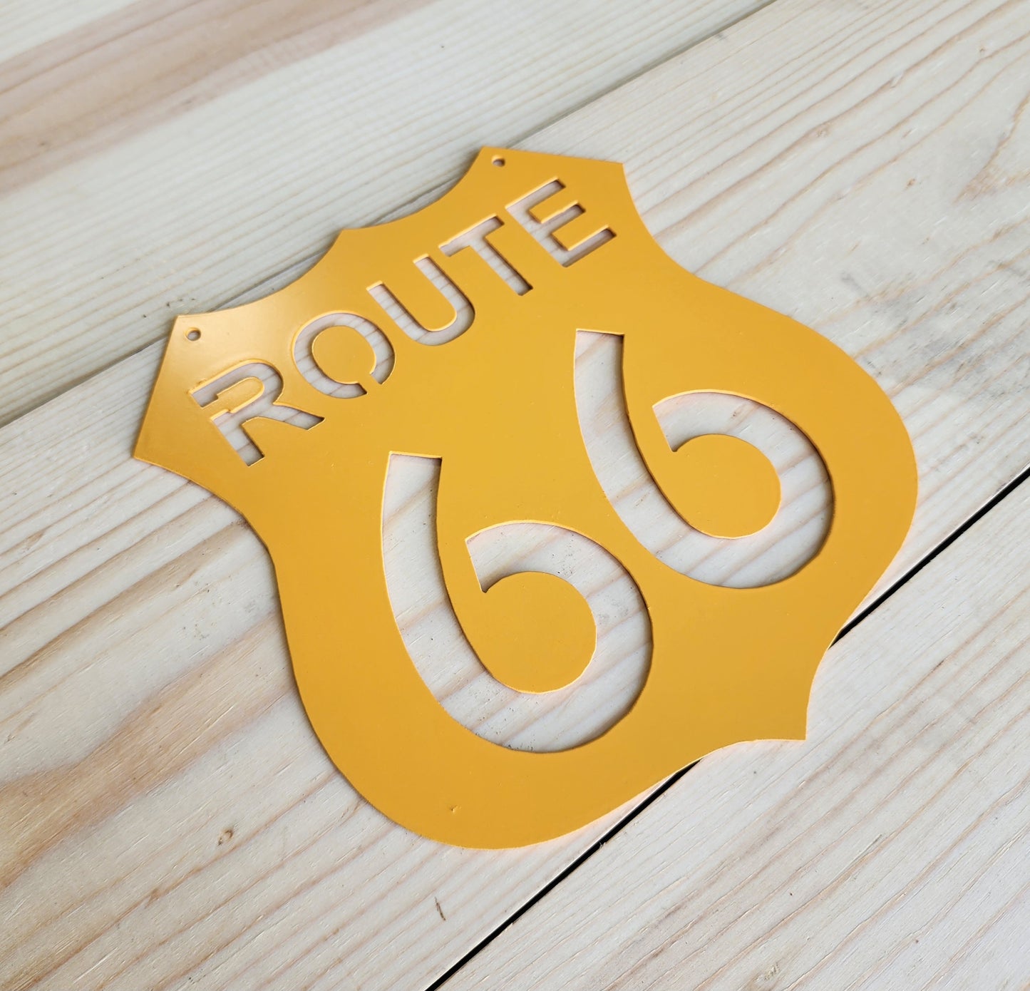 Route 66 Metal Sign 8" – Vintage Highway Wall Decor for Garage, Bar, or Man Cave