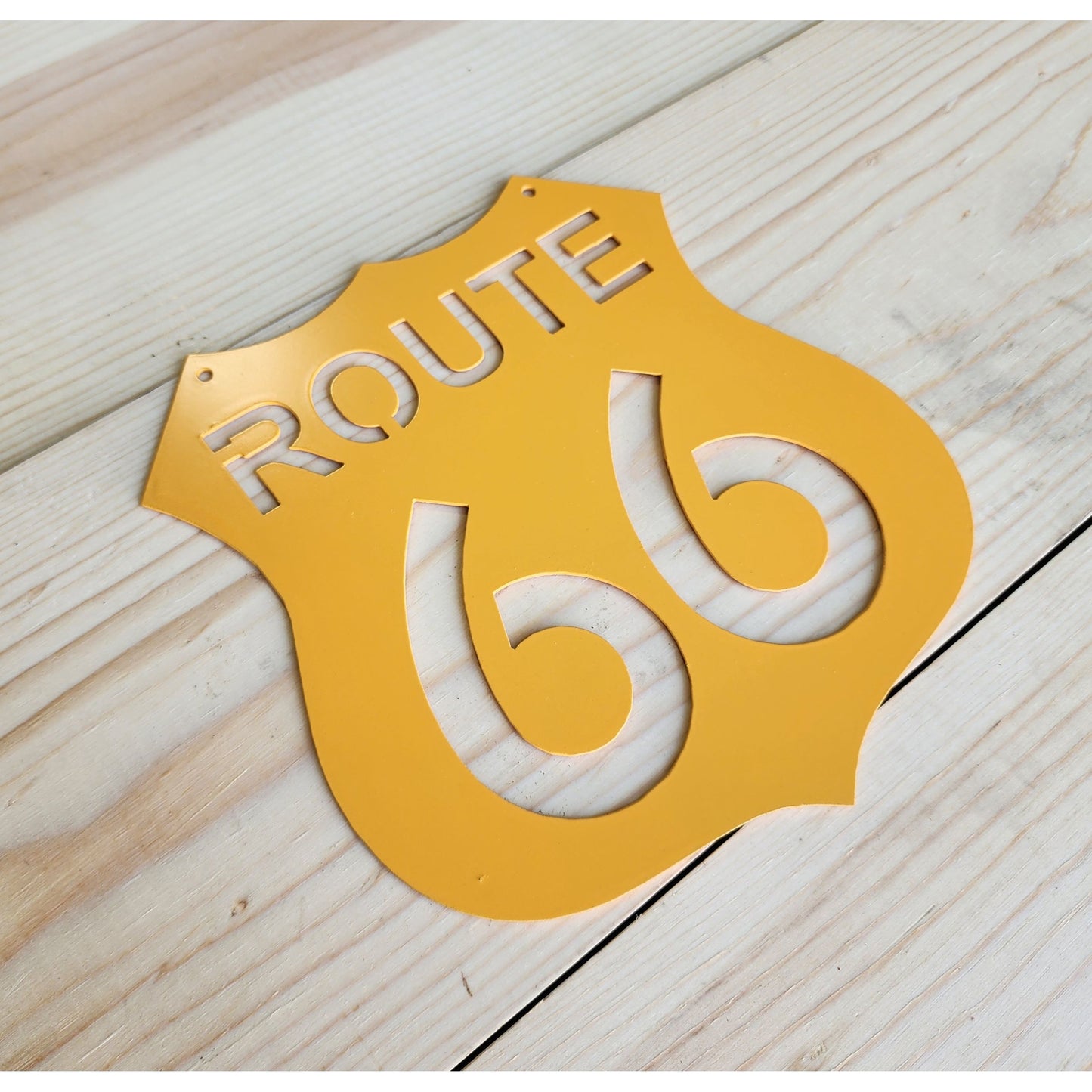 Route 66 Metal Sign 12" – Vintage Highway Wall Decor for Garage, Bar, or Man Cave