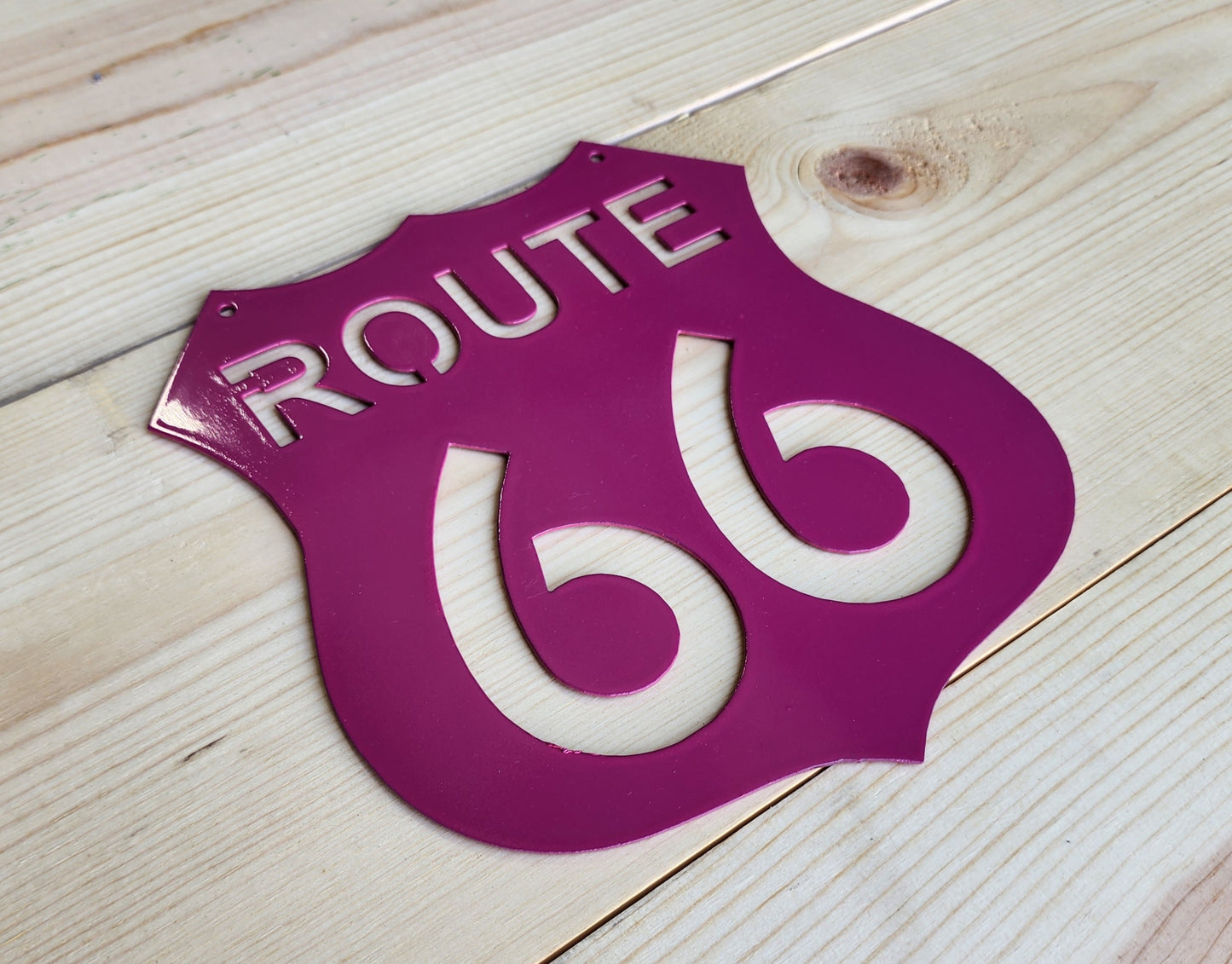 Route 66 Metal Sign 8" – Vintage Highway Wall Decor for Garage, Bar, or Man Cave