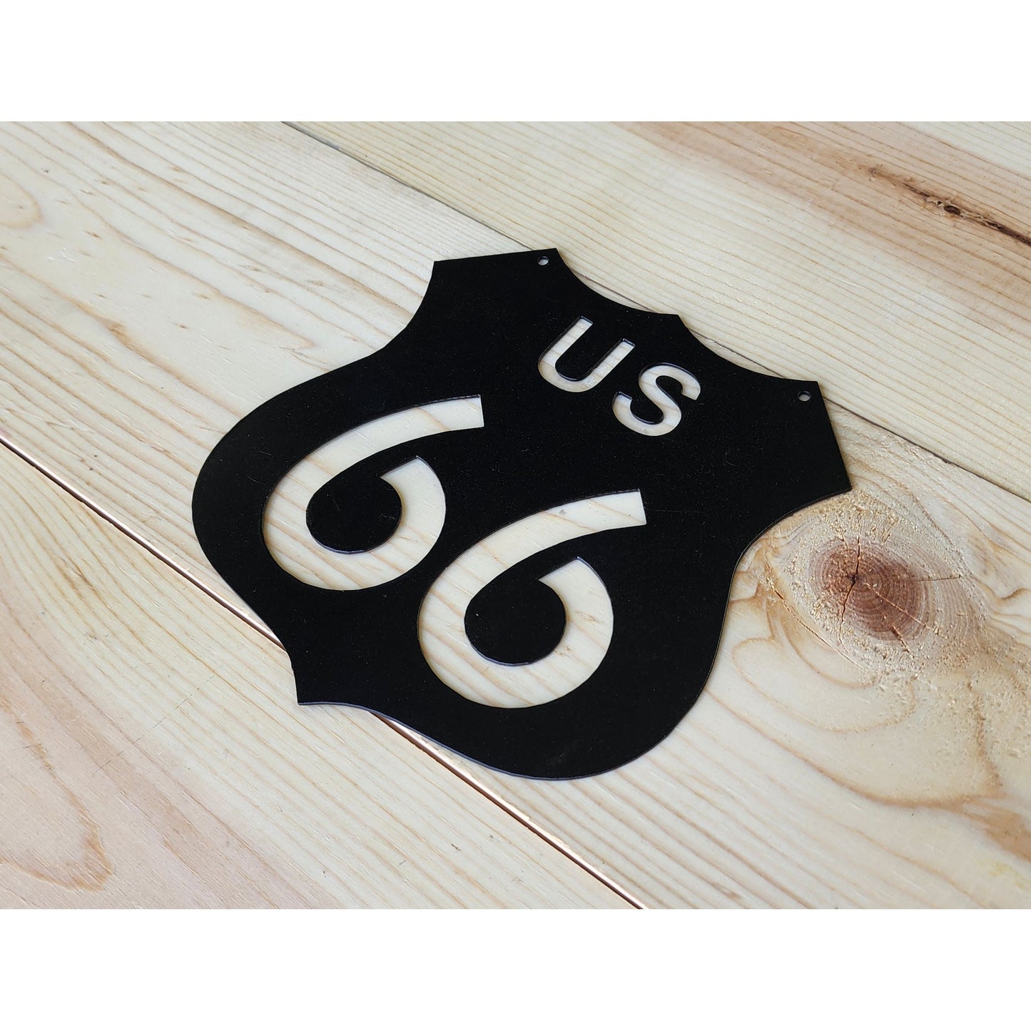 Route 66 Metal Sign 12" – Vintage Highway Wall Decor for Garage, Bar, or Man Cave