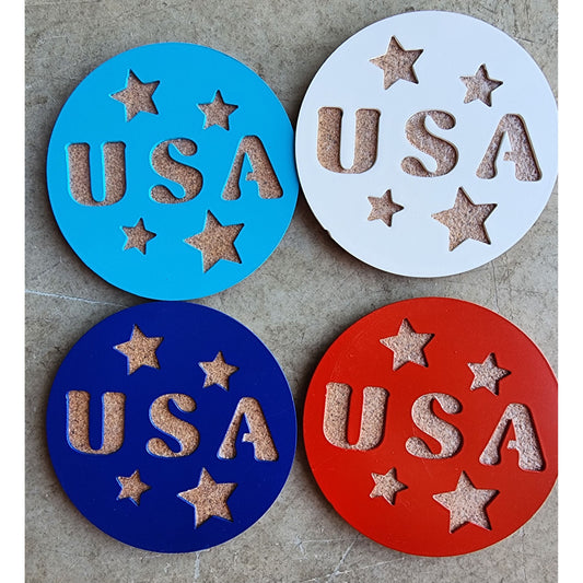 USA Stars Metal Coasters – Set of 4 | Patriotic Coasters in Multiple Colors
