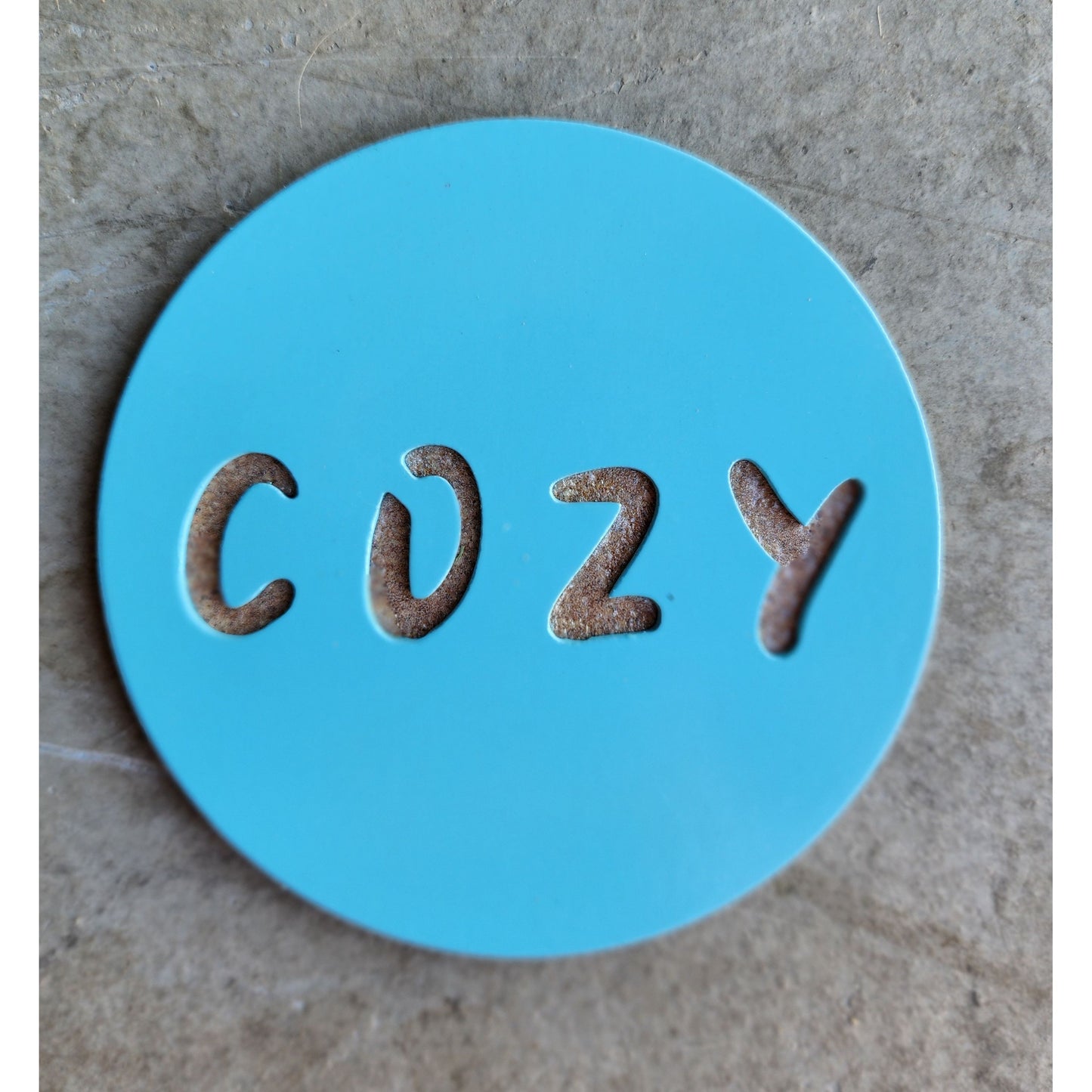 Cozy Vibes Metal Coasters – Set of 4 | Warm & Inviting Drink Coasters in Multiple Colors