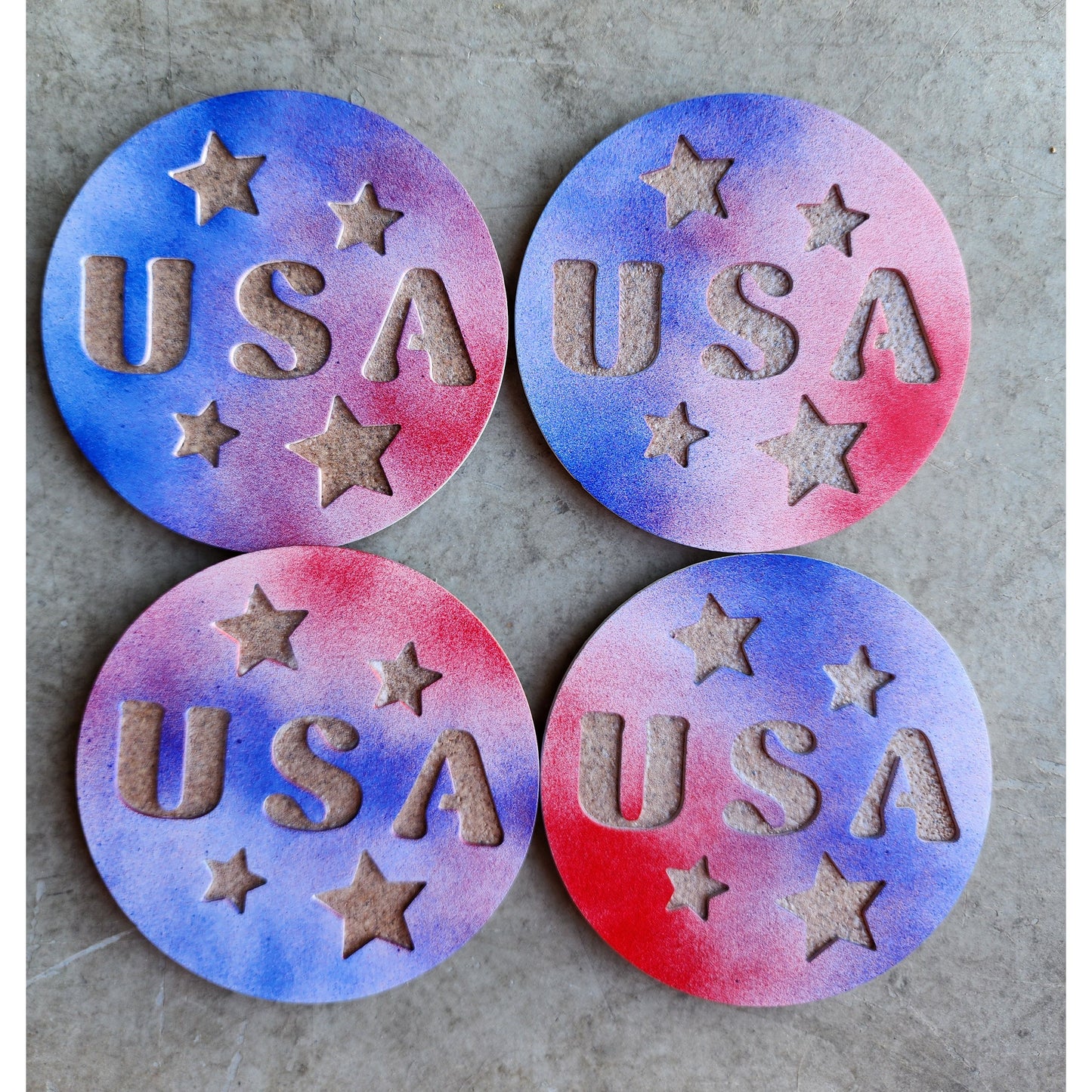 USA Stars Metal Coasters – Set of 4 | Patriotic Coasters in Multiple Colors