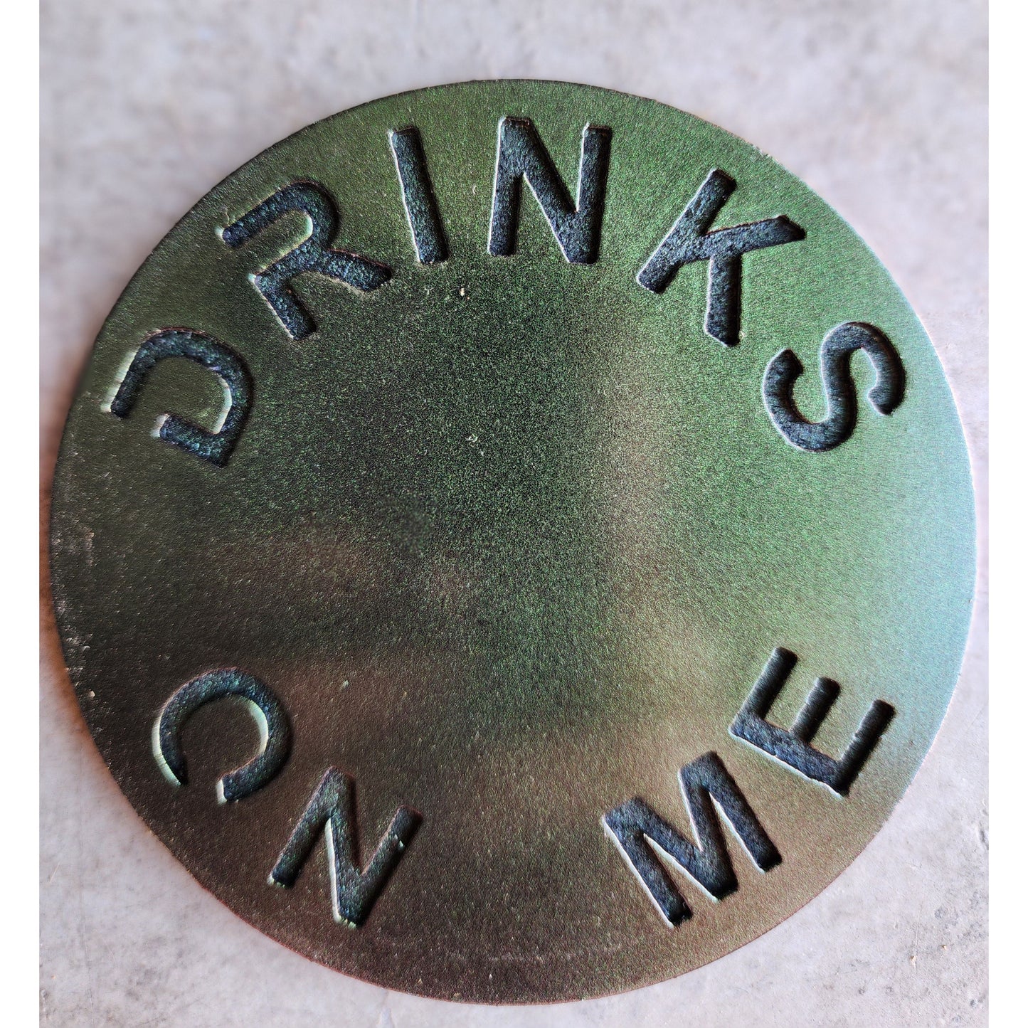 Drinks On Me Metal Coasters – Set of 4 | Fun Drink Coasters in Multiple Colors