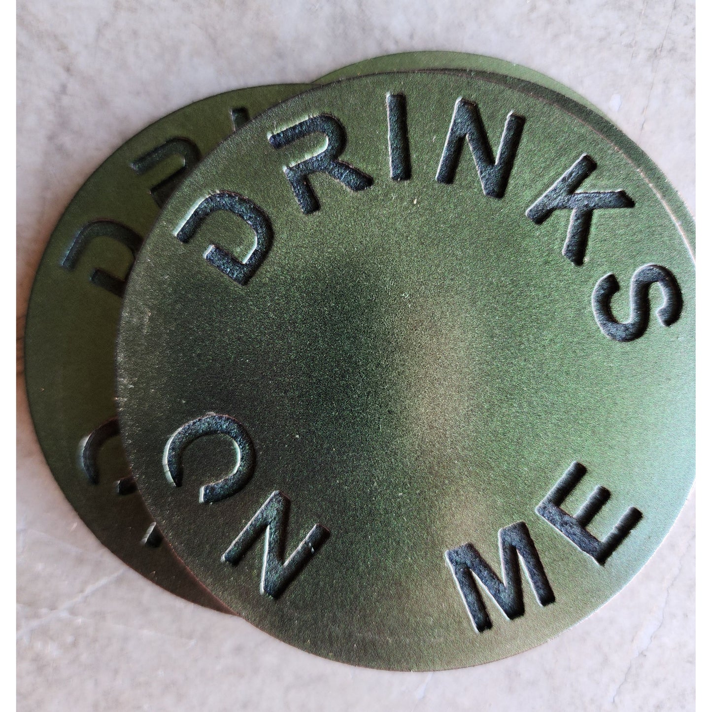 Drinks On Me Metal Coasters – Set of 4 | Fun Drink Coasters in Multiple Colors