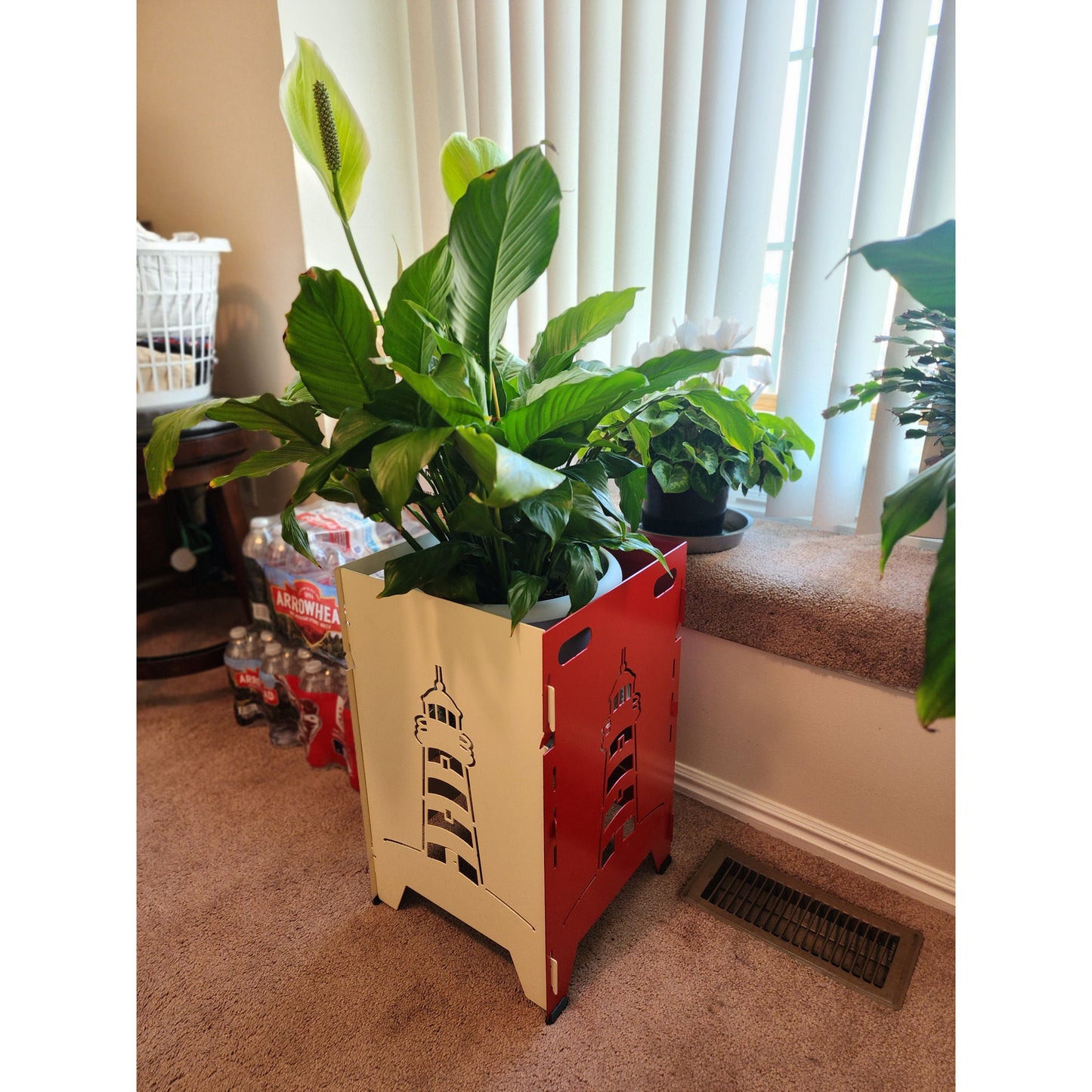 Collapsible Metal Plant Stand |12.5" x 12.5"x 20" high – Adjustable Height, Foldable Indoor & Outdoor Plant Holder