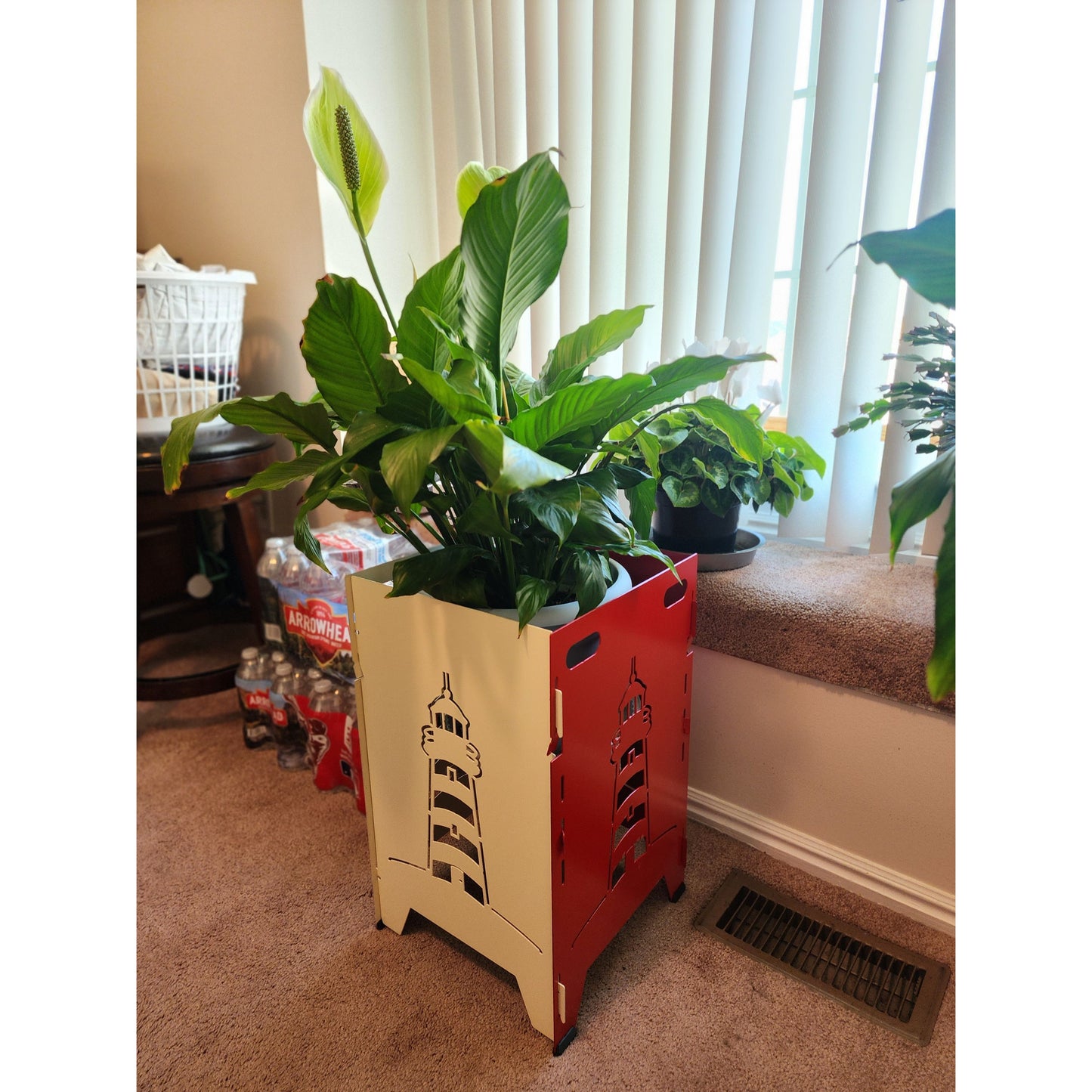 Collapsible Metal Plant Stand |12.5" x 12.5"x 20" high – Adjustable Height, Foldable Indoor & Outdoor Plant Holder
