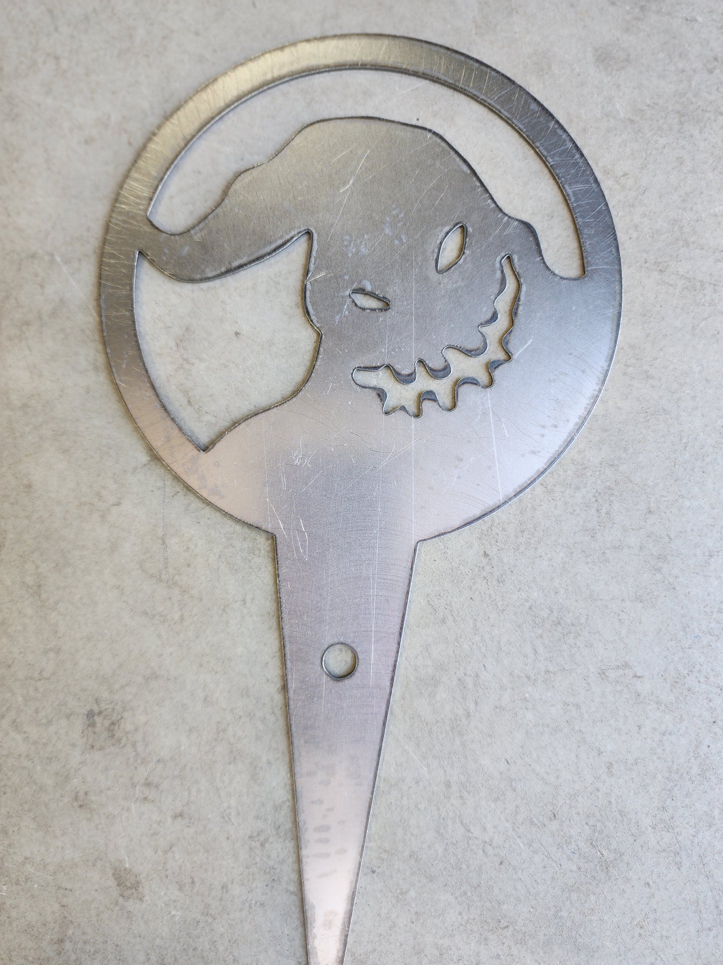 6" Spooky Oogie Boogie inspired Garden Stake – Creepy Cute Metal Sign for Flower Pots & Beds