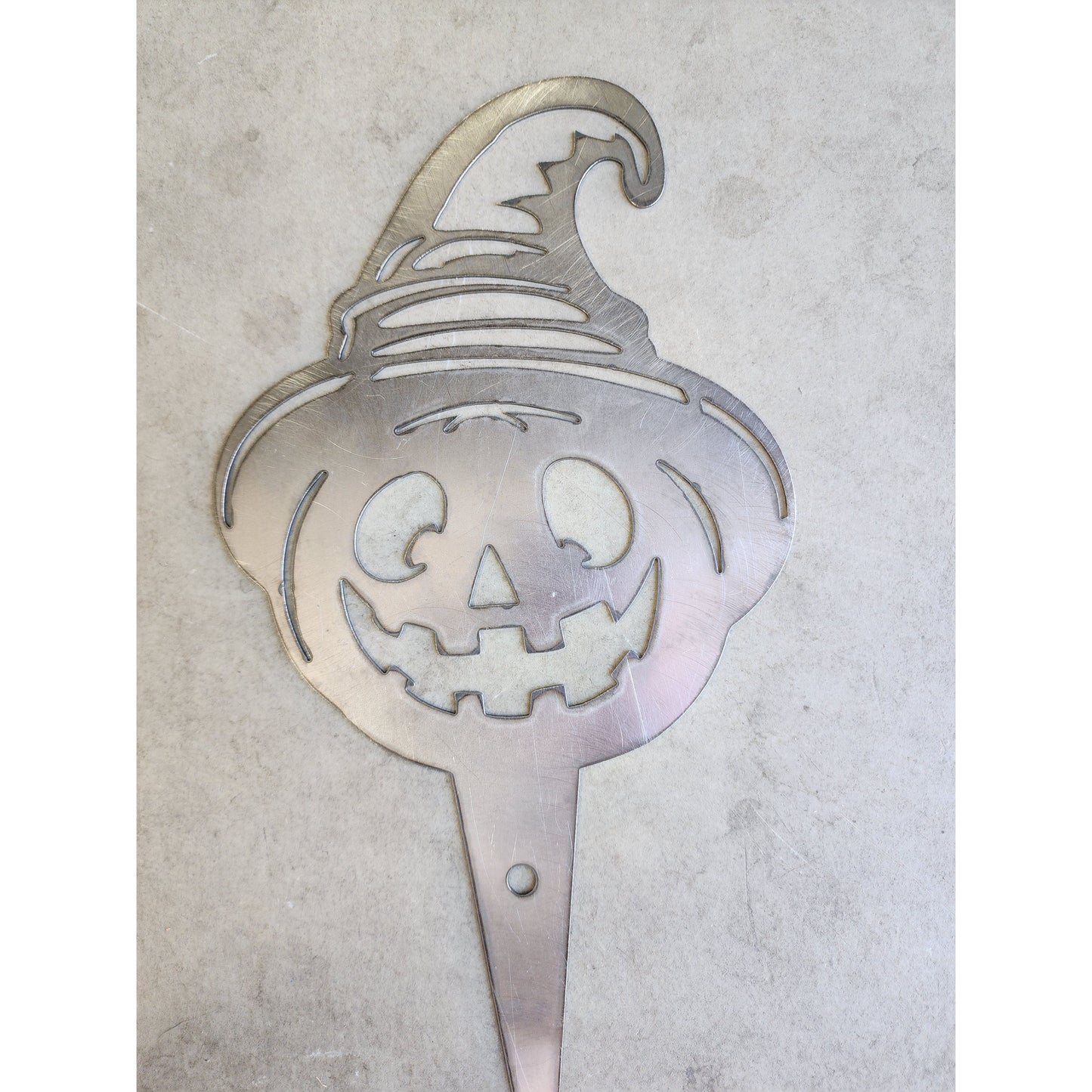 Smiling Jack-O'-Lantern with Witch Hat Garden Stake- Halloween Decor