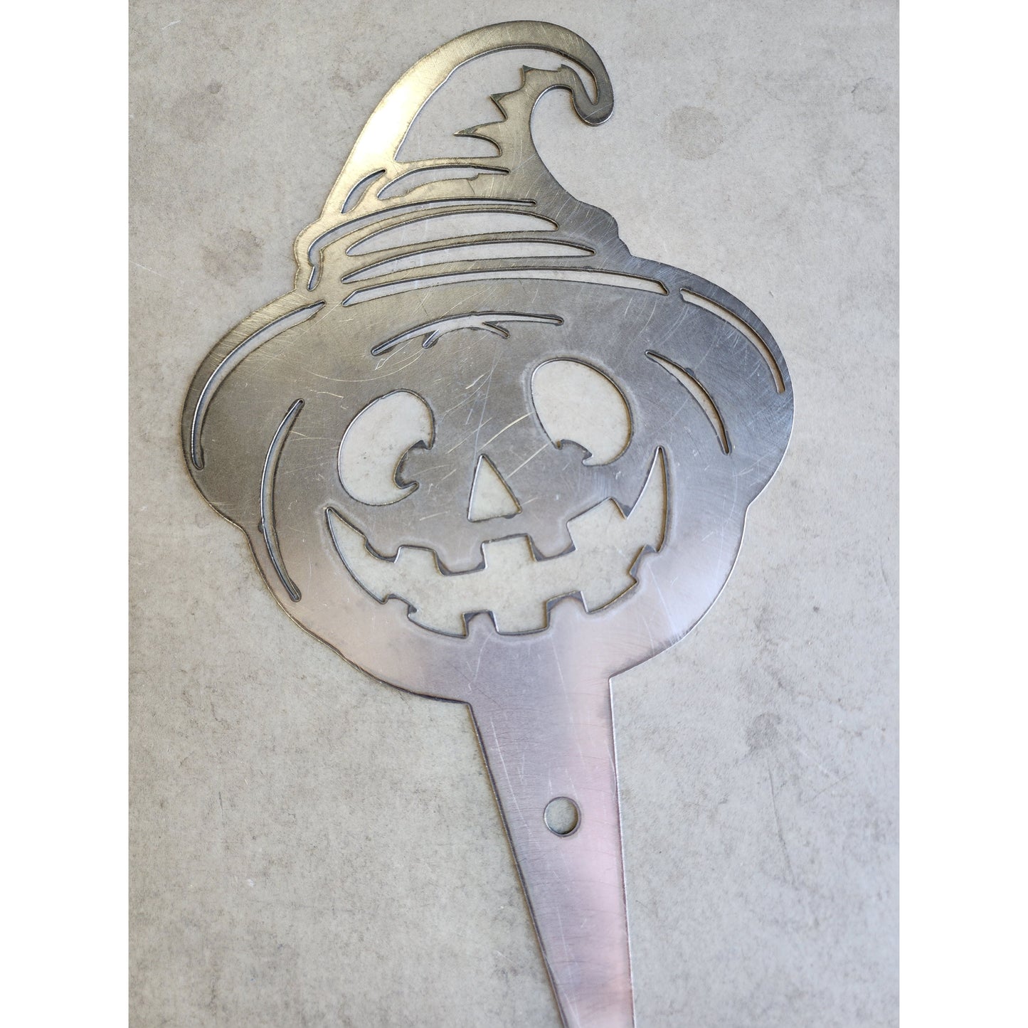Smiling Jack-O'-Lantern with Witch Hat Garden Stake- Halloween Decor