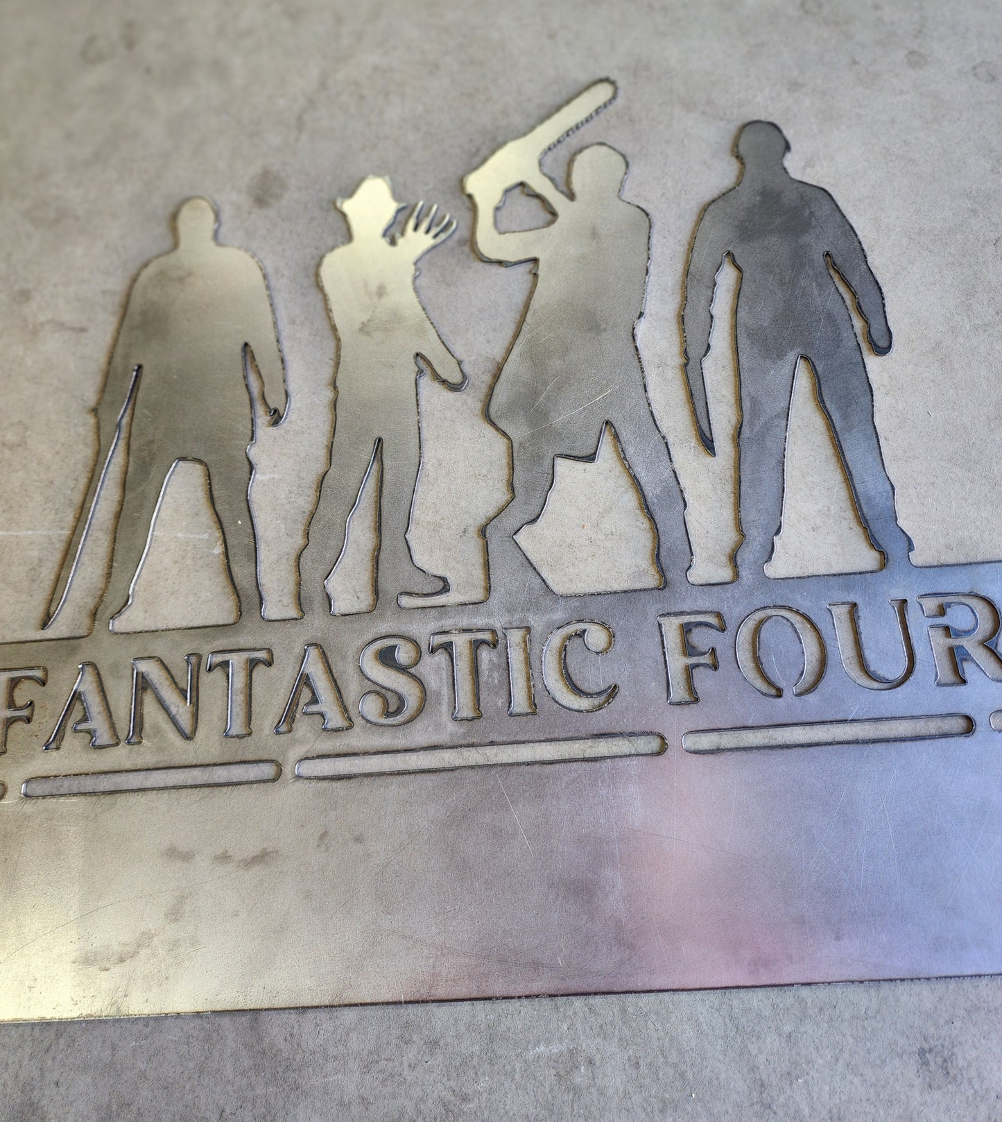 Fantastic Four-Metal Tabletop Horror Villains Inspired Sign – Freddy, Jason, Michael & Leatherface – Halloween Scary Movie Decor