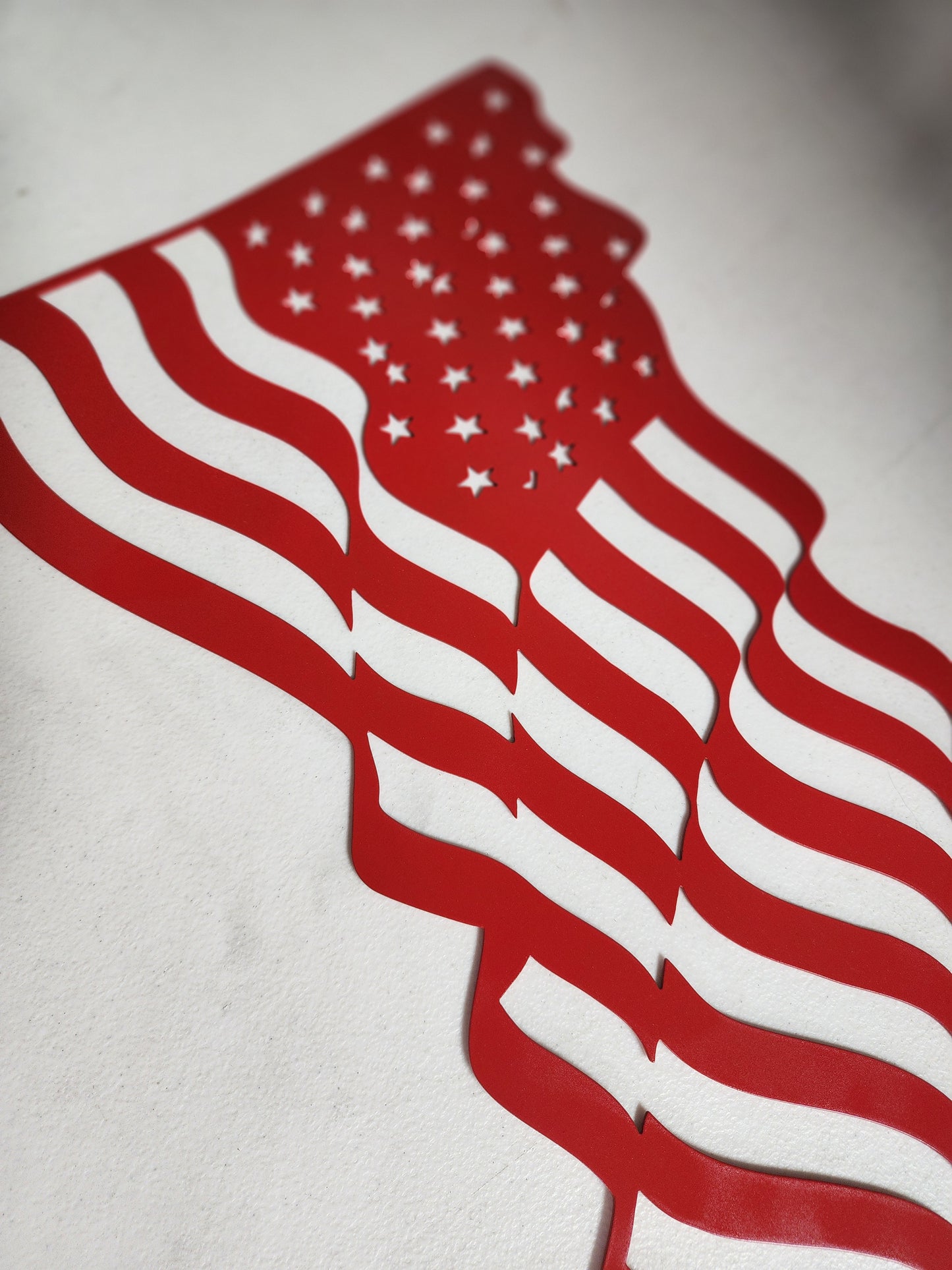 Waving Metal American Flag Wall Art – 12" x 18" Rippling Wind Effect, Patriotic Home or Outdoor Decor