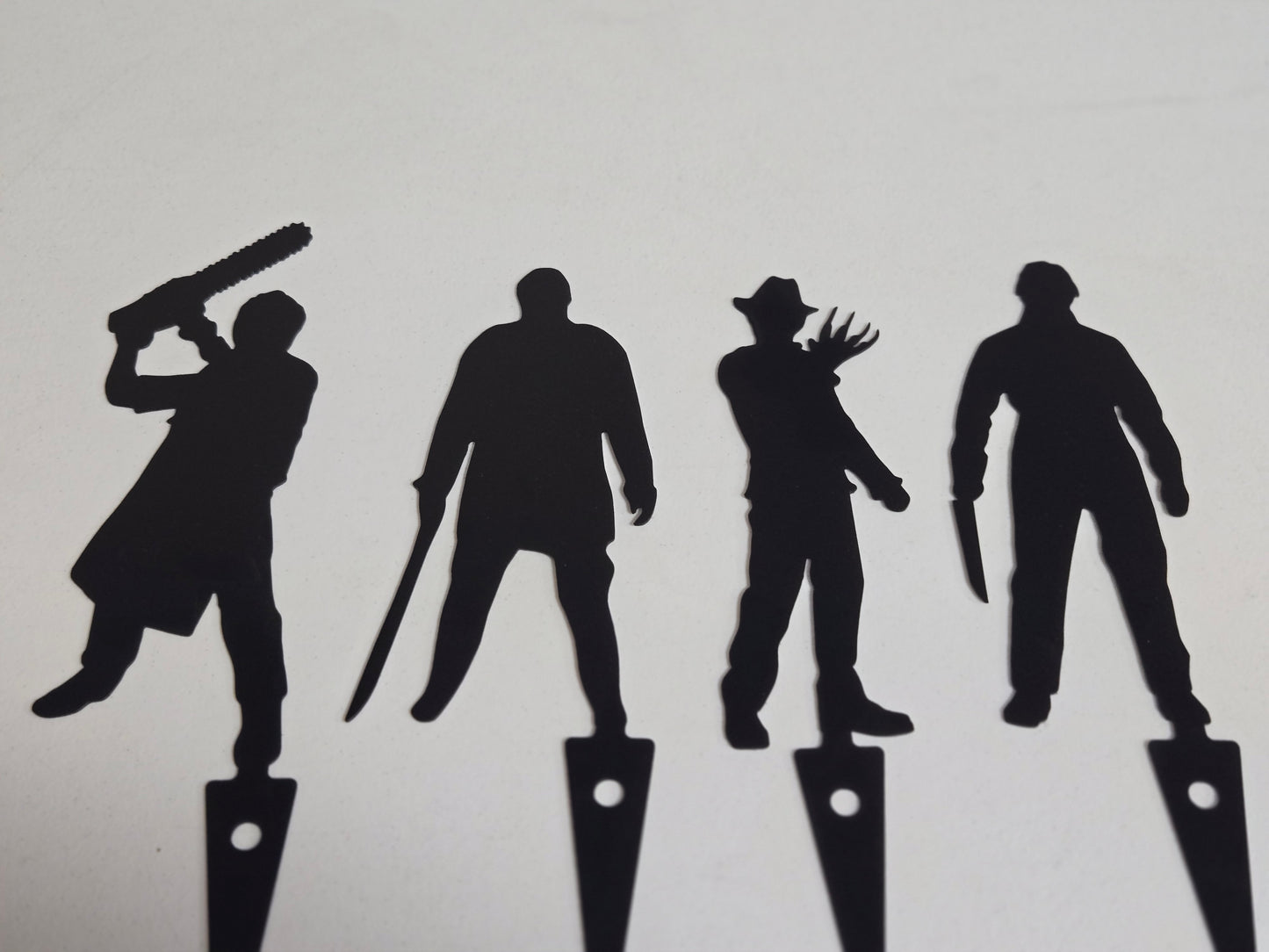 Horror Icon Silhouette Garden Stake – Metal Yard Decor Featuring 4 Slasher Legends