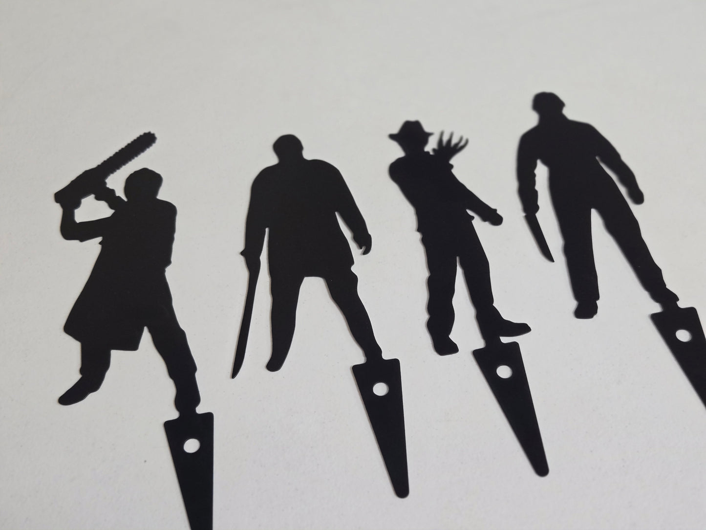 Horror Icon Silhouette Garden Stake – Metal Yard Decor Featuring 4 Slasher Legends