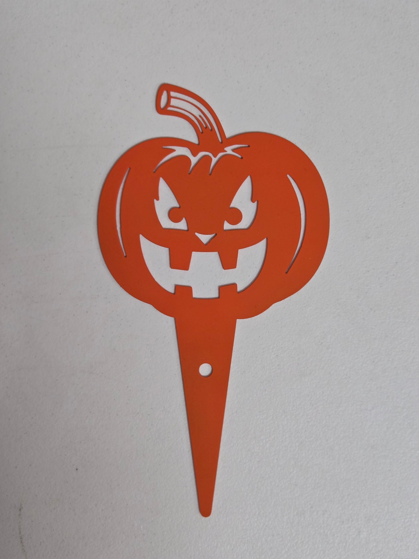 Grinning Jack-O'-Lantern Pumpkin Garden Stake – Orange Metal Halloween Decor